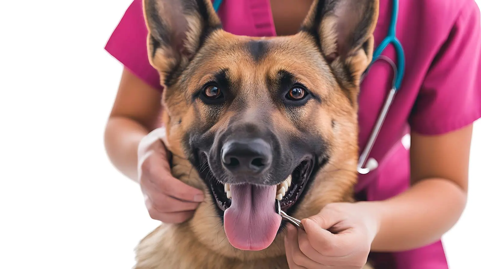 Veterinarian Examining Dog's Teeth on White Background — free download from Dotvec