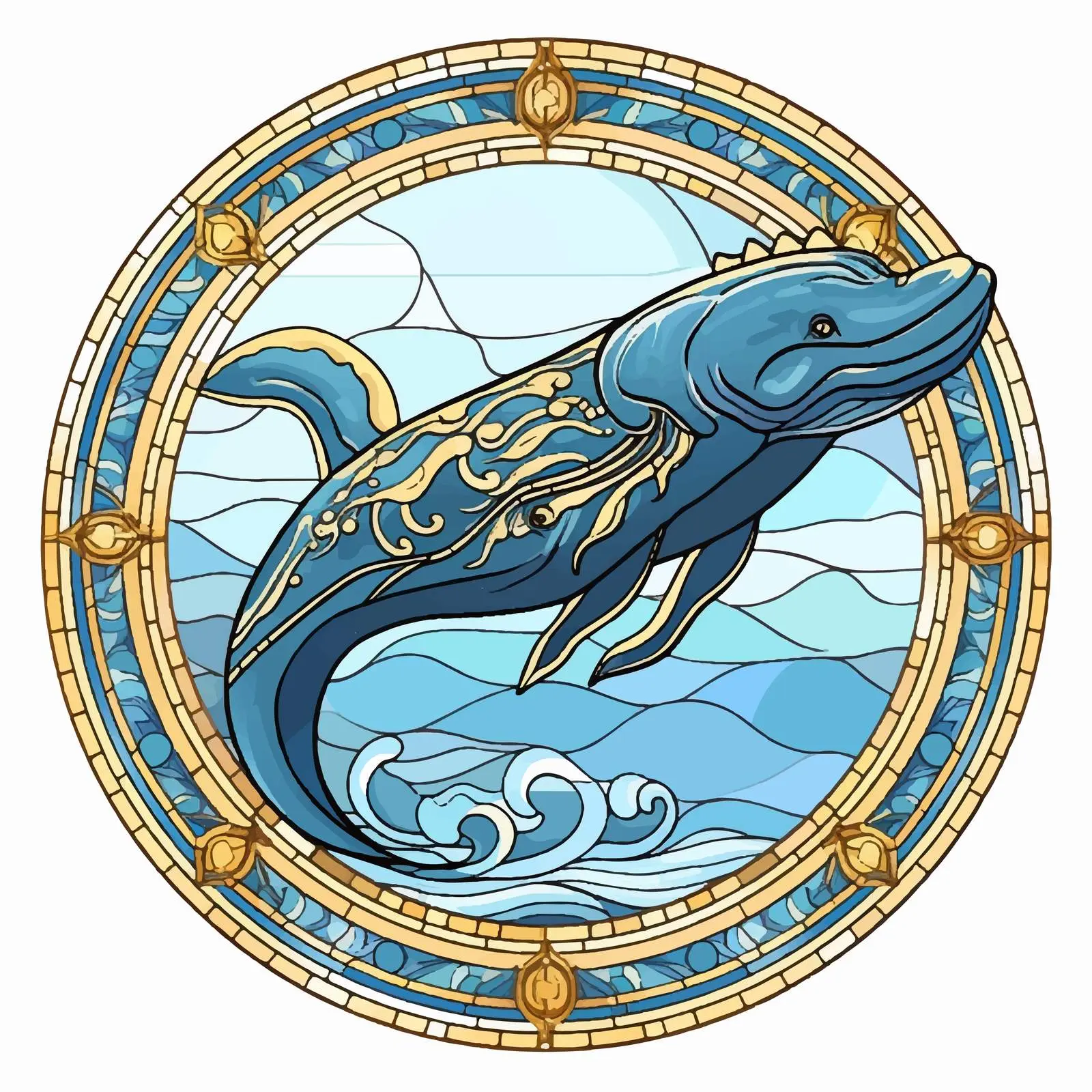 Byzantine Style Whale Fresco Illustration — free download from Dotvec