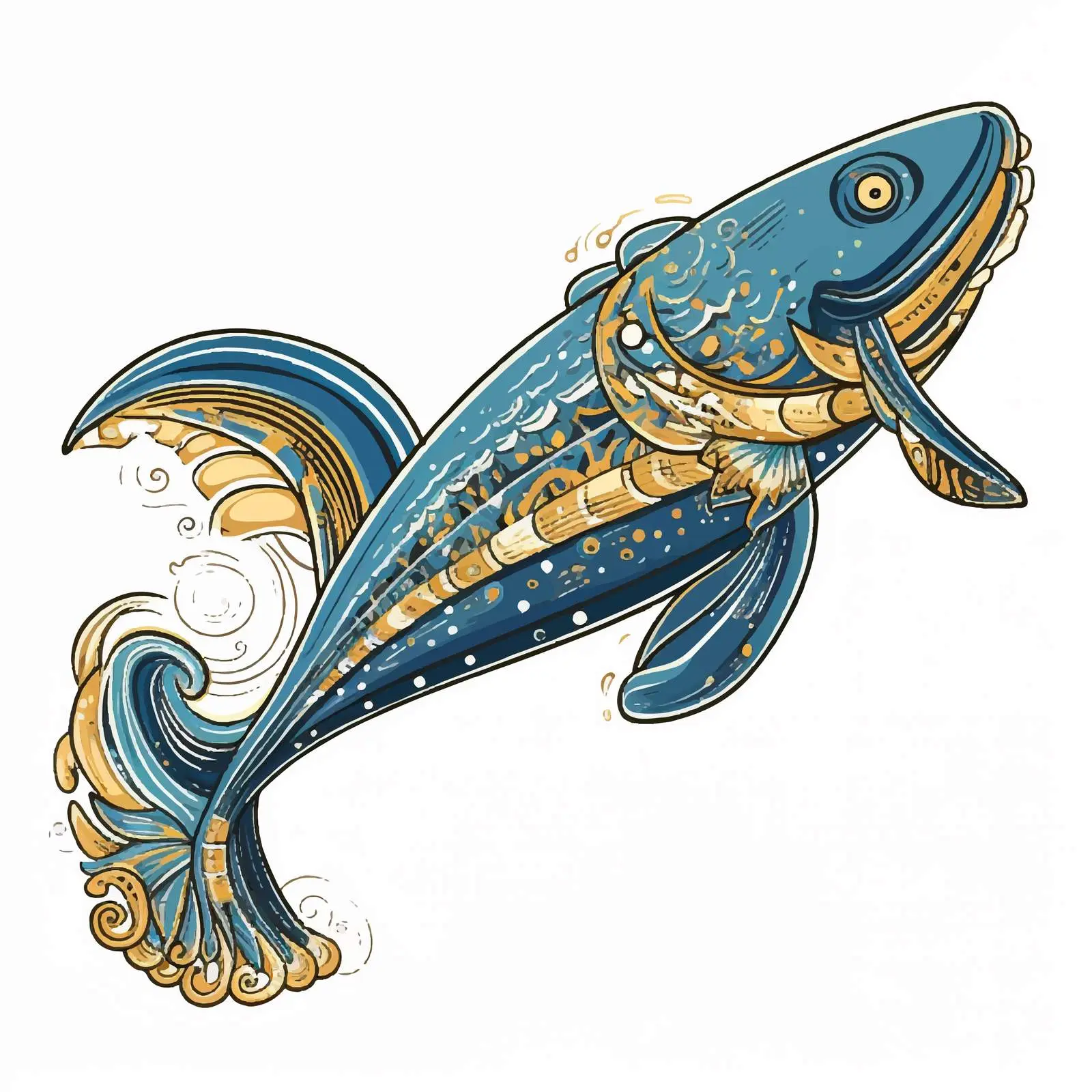 Byzantine Style Whale Fresco Illustration — free download from Dotvec