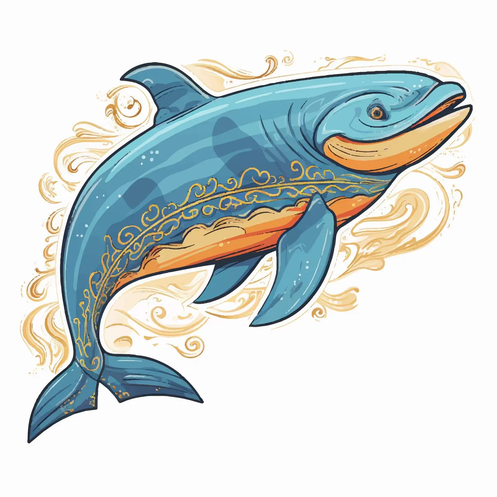 Byzantine Style Whale Illustration in Fresco — free download from Dotvec