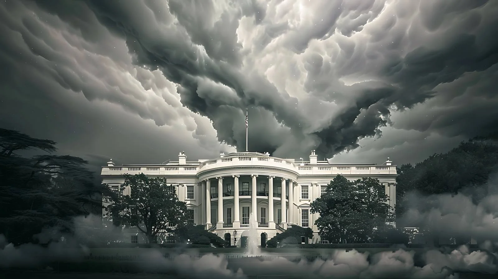 Iconic White House Amid Washington Storm – free president image from Dotvec