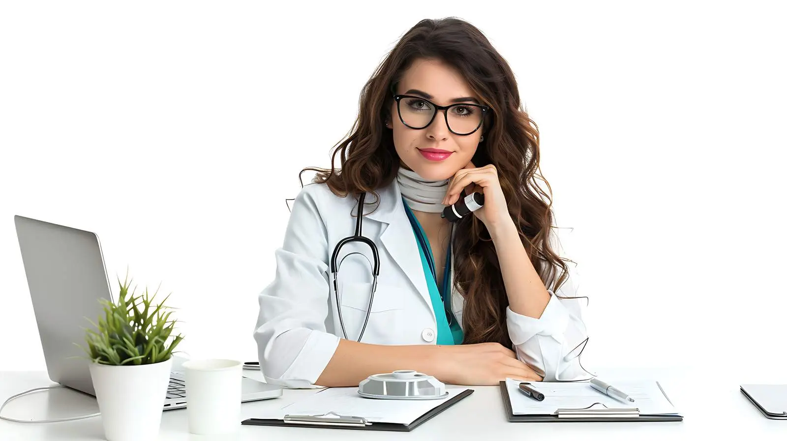 Doctor's Wife at Desk in Office Setting — free download from Dotvec