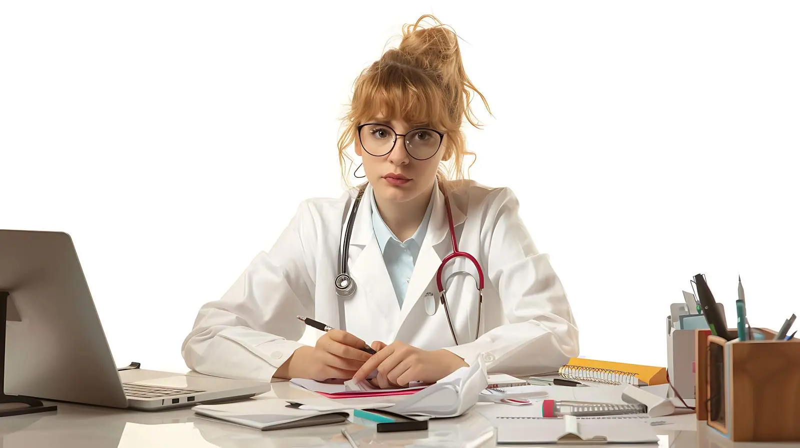 Doctor's Wife at Office Desk — free download from Dotvec