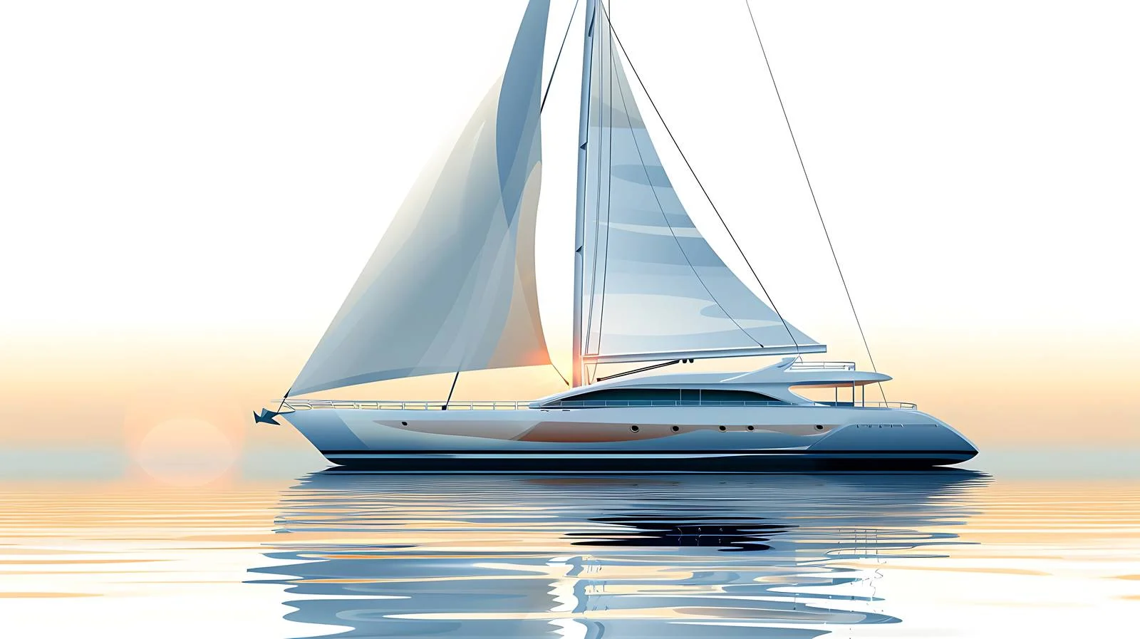Luxury Yacht at Sunset on White Background — free download from Dotvec