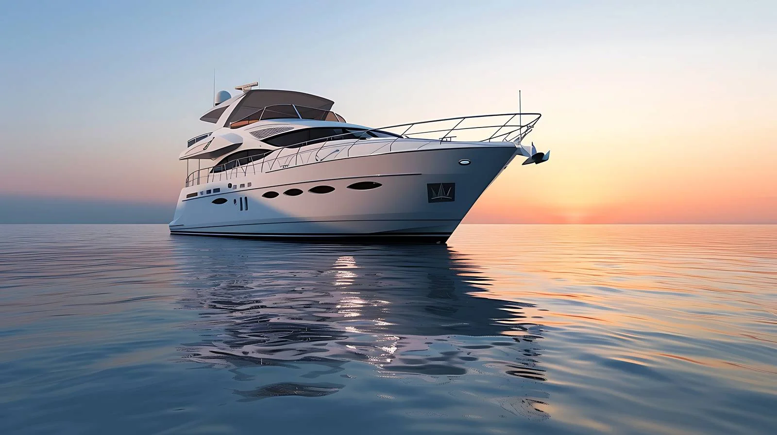 Luxury Yacht Silhouetted Against Sunset Sky — free download from Dotvec