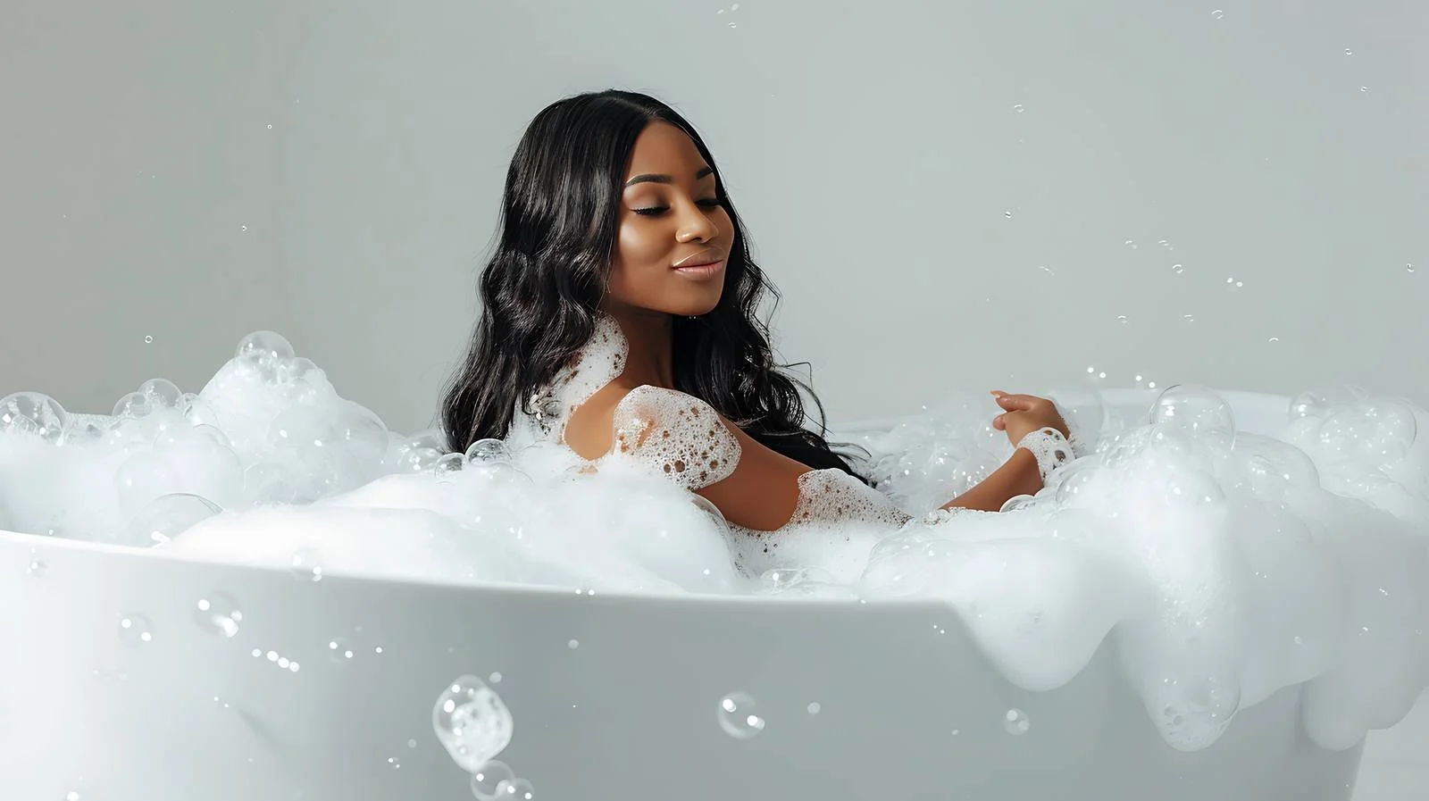 Serene Woman Enjoys Bubble Bath — free download from Dotvec