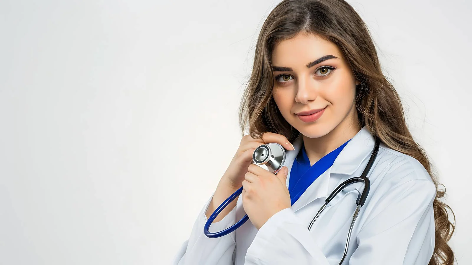 Professional Female Doctor with Stethoscope Portrait — free download from Dotvec