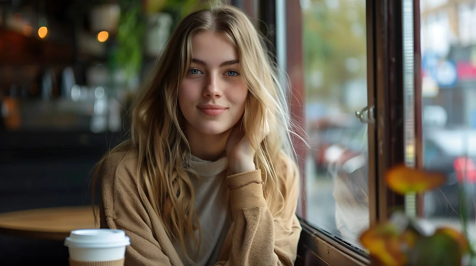 Young Woman Coffee Shop Portrait — free download from Dotvec