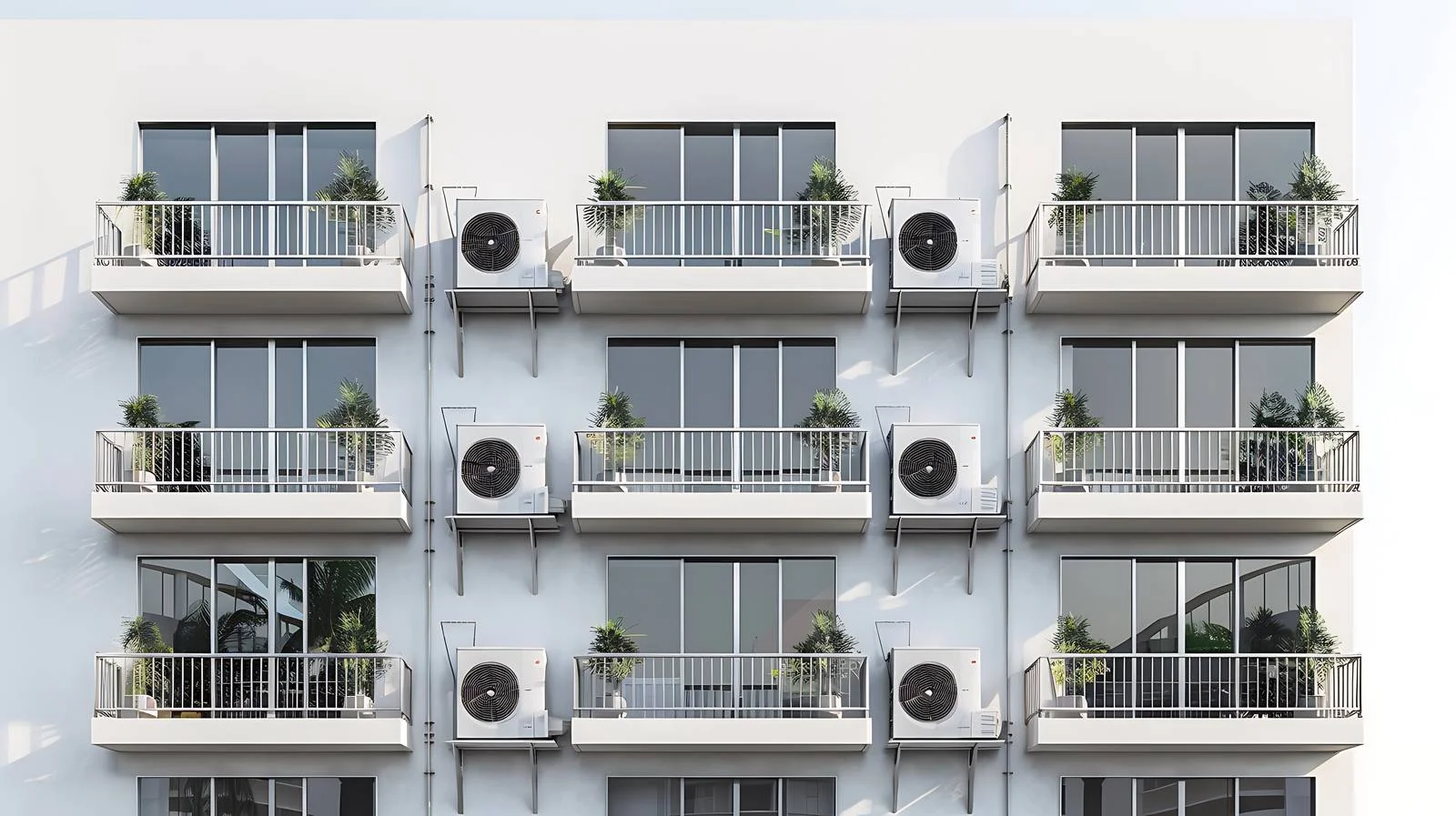 Multiple air conditioners installed outside building — free download from Dotvec