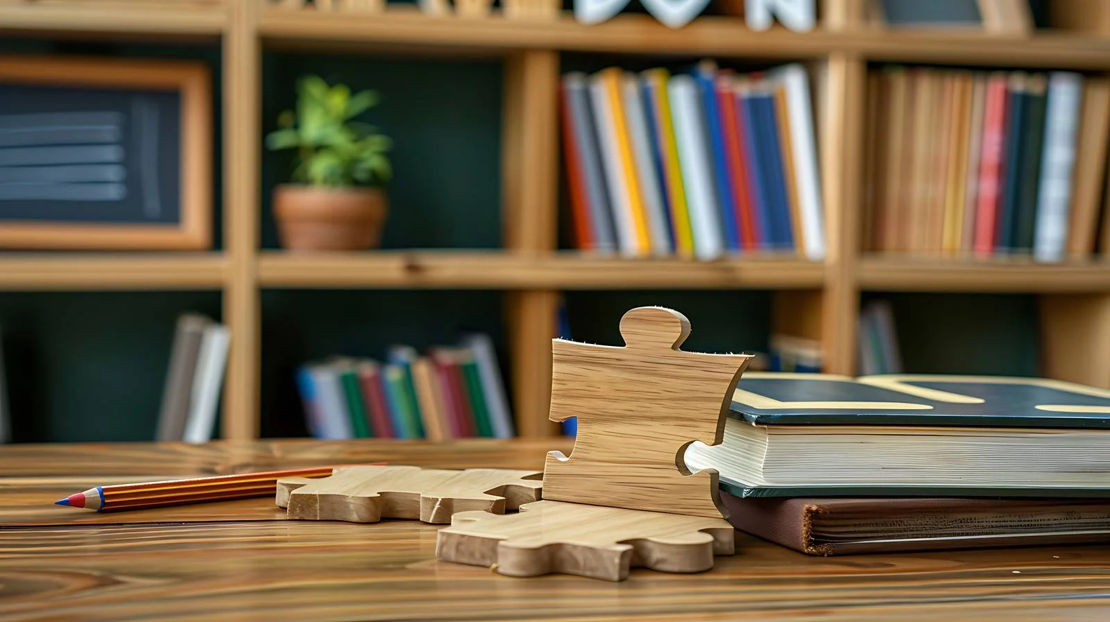 Wooden Jigsaw Puzzle on Table — free download from Dotvec