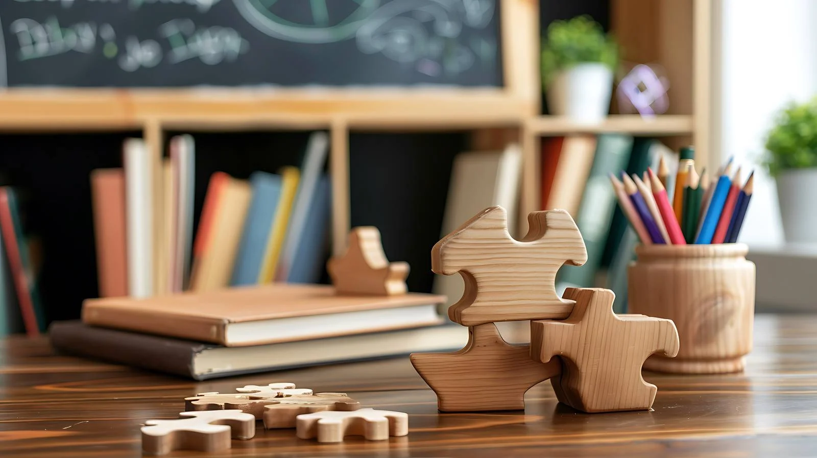 Wooden Jigsaw Puzzle on Table — free download from Dotvec