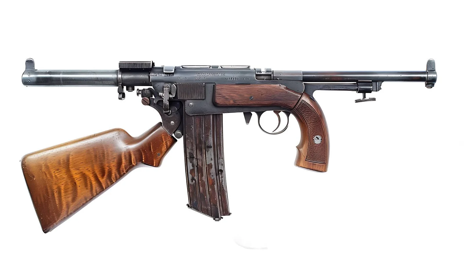 Vintage WW2 Thompson Submachine Gun Isolated — free download from Dotvec