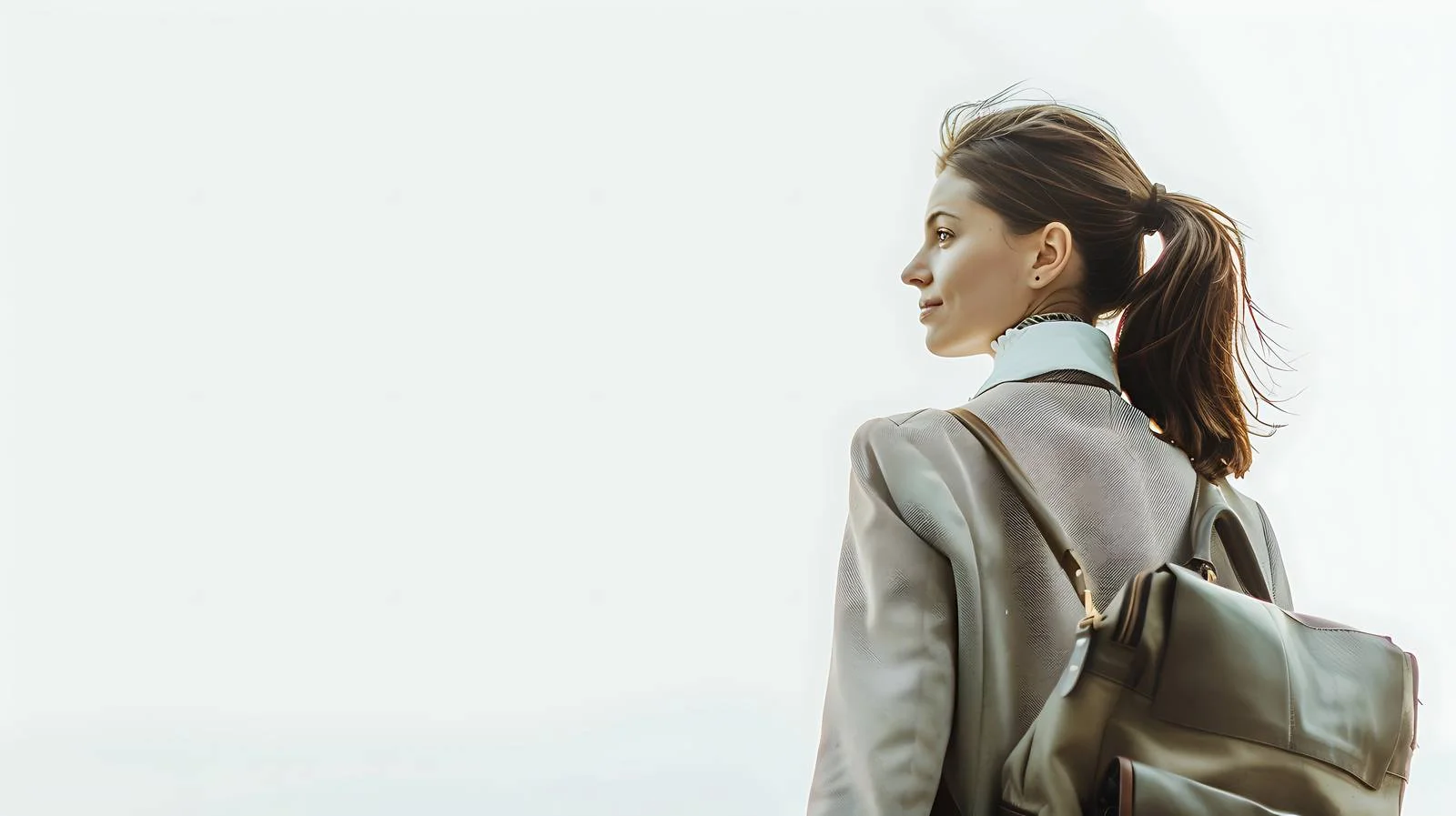 Pensive Businesswoman with Shoulder Bag — free download from Dotvec