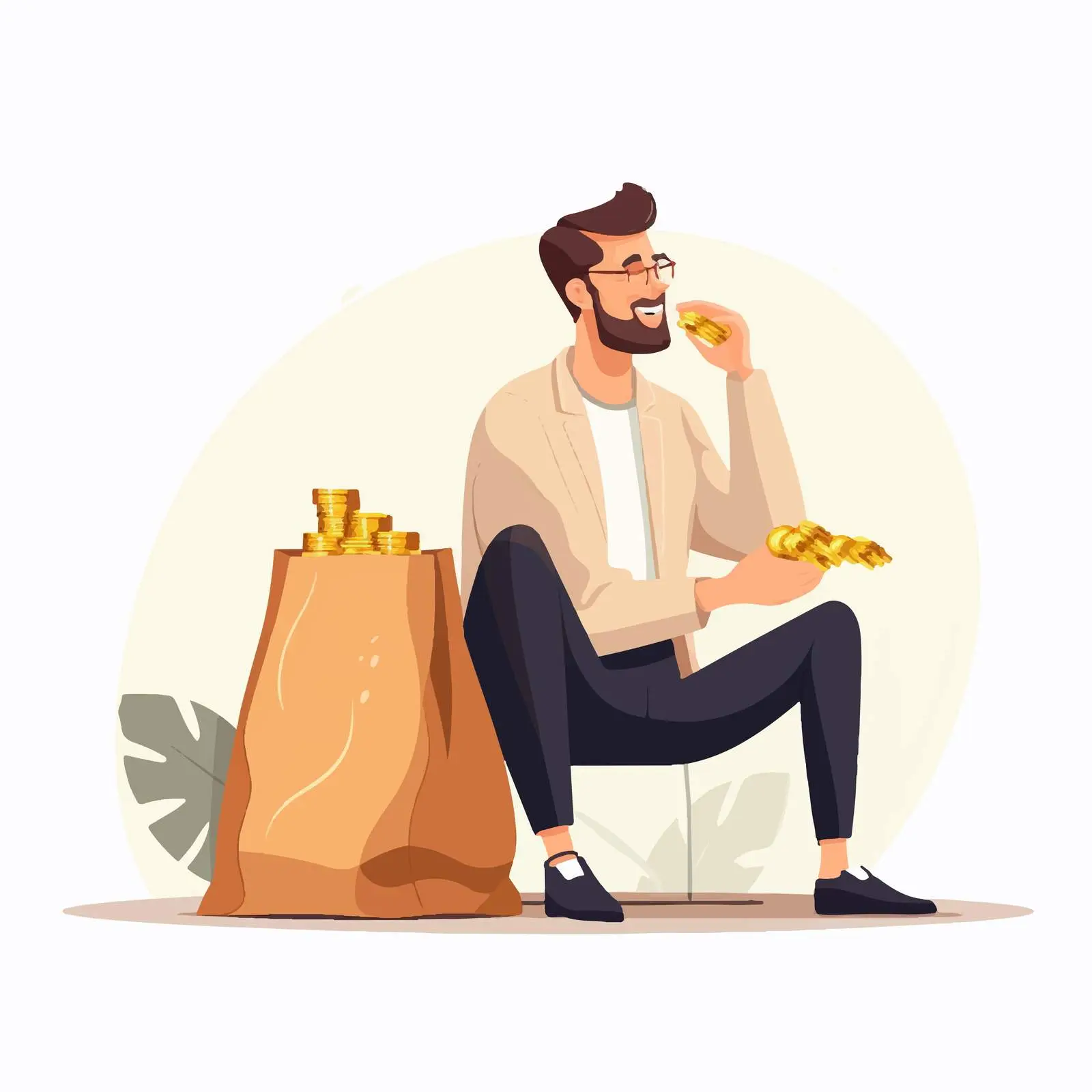 Man Bringing Cash to Bank with Thoughtful Expression – free wealth building image from Dotvec