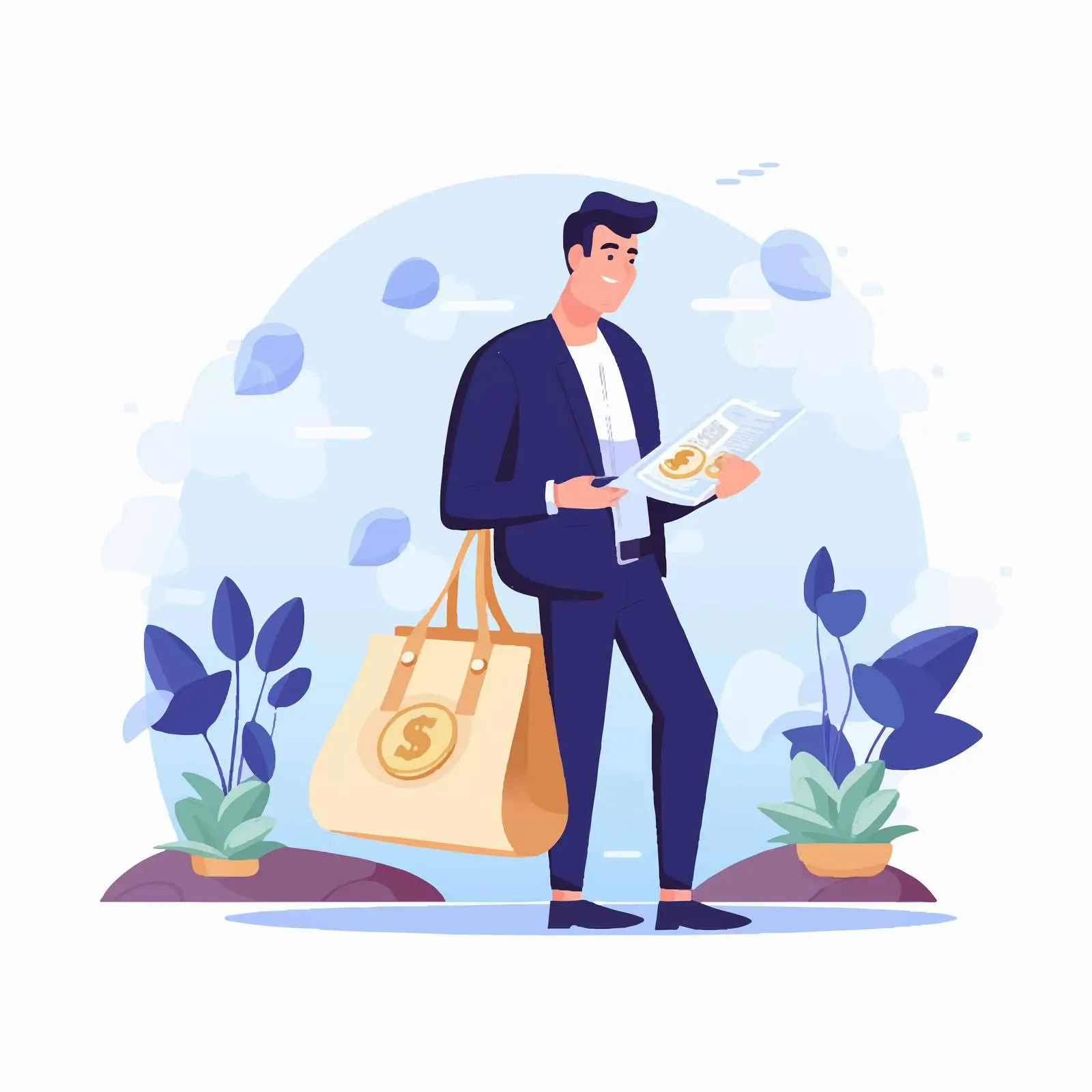 Man Carrying Bag of Cash to Bank – free modern banking image from Dotvec