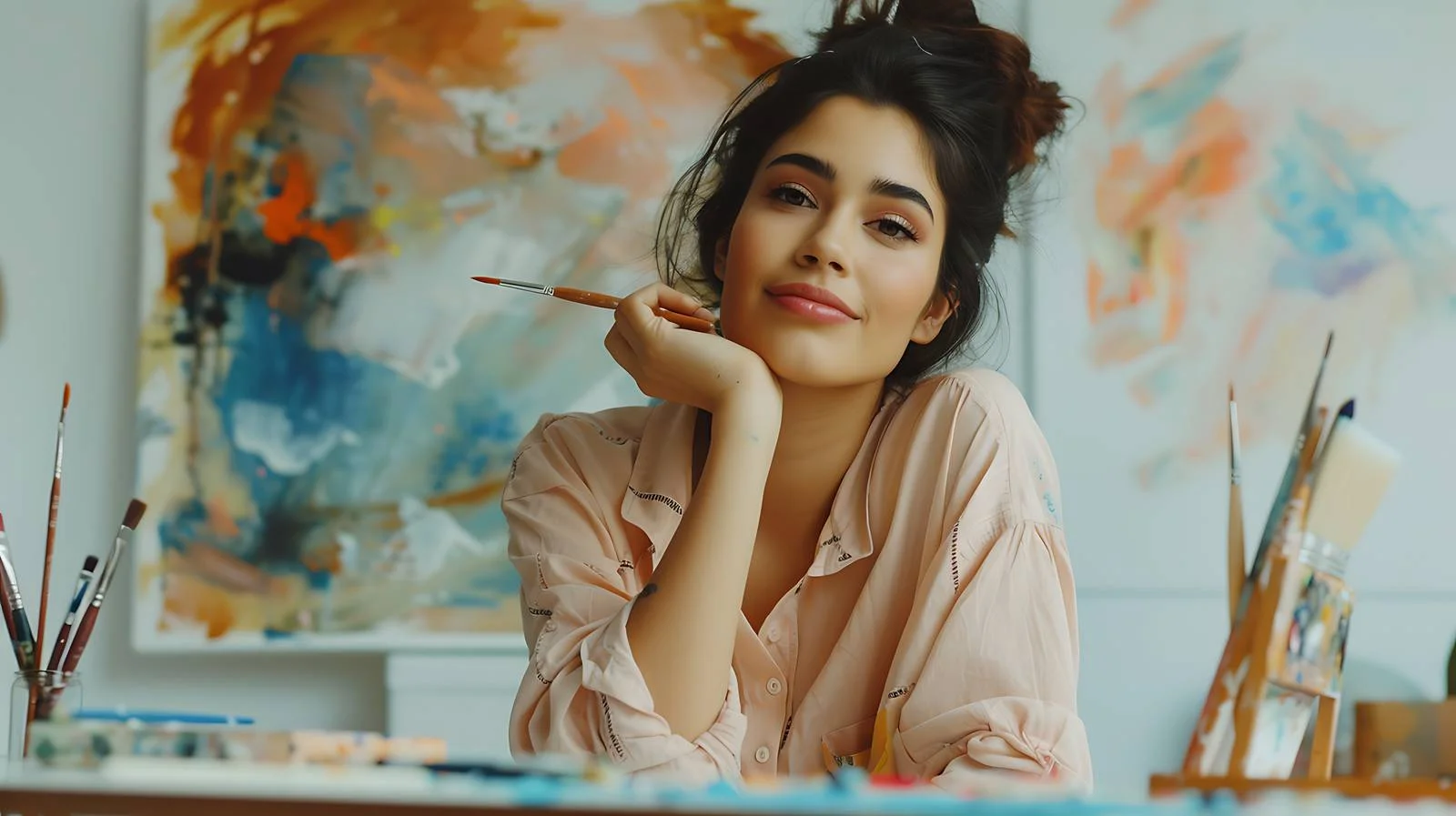 Reflective Artist With Paintbrush — free download from Dotvec