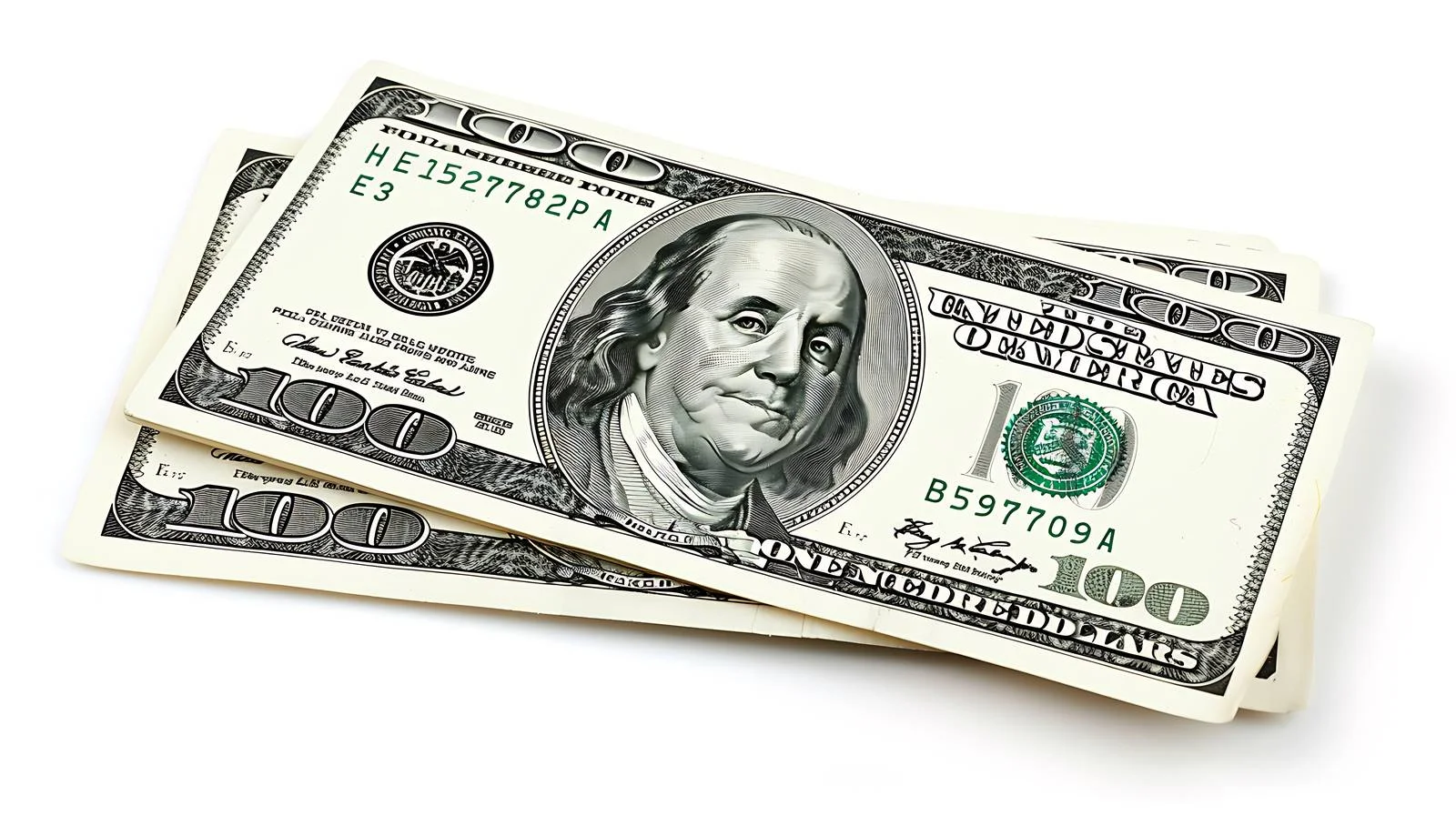 Stack of Three $100 American Bills — free download from Dotvec