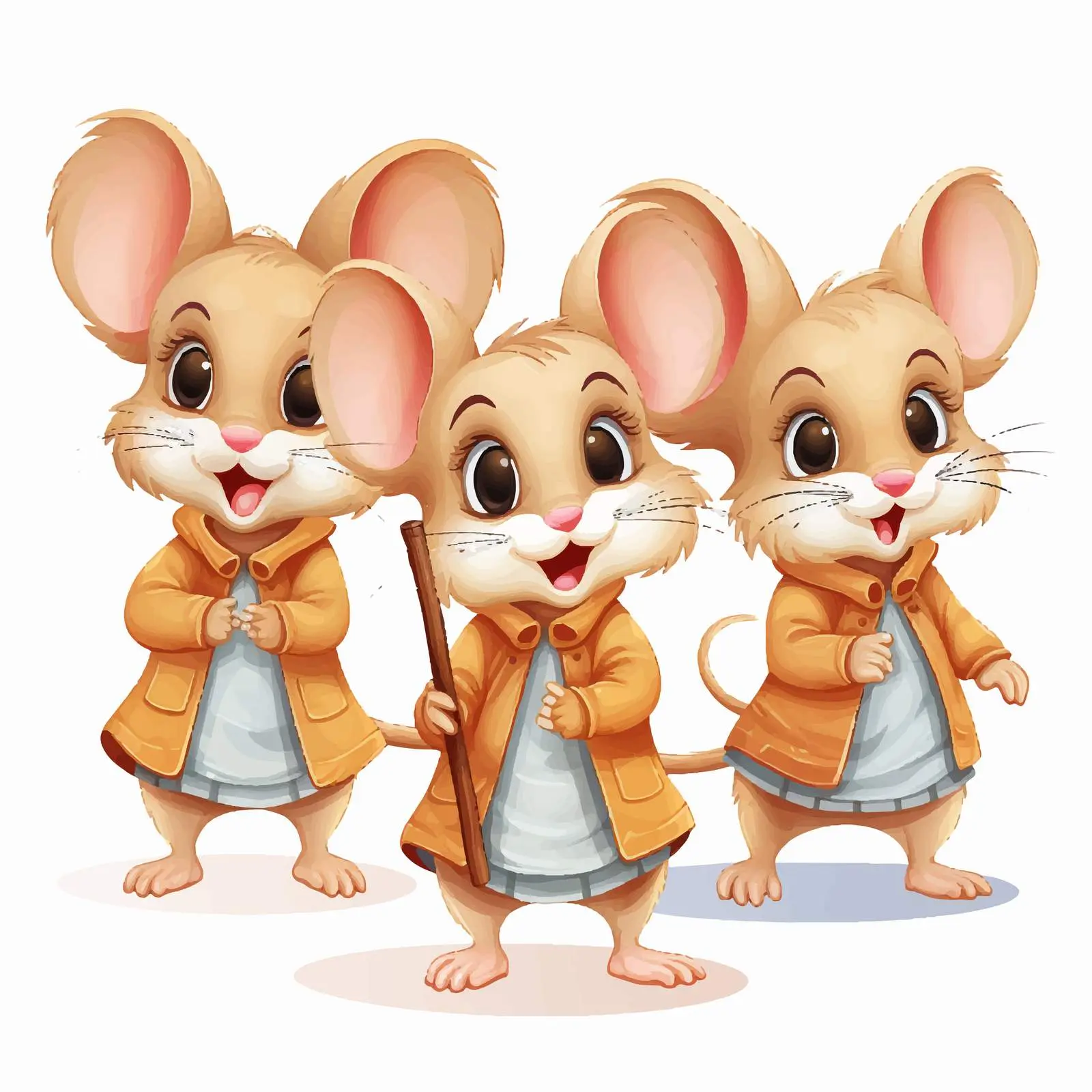 Three Cartoon Mice Beside Empty Sign Vector — free download from Dotvec