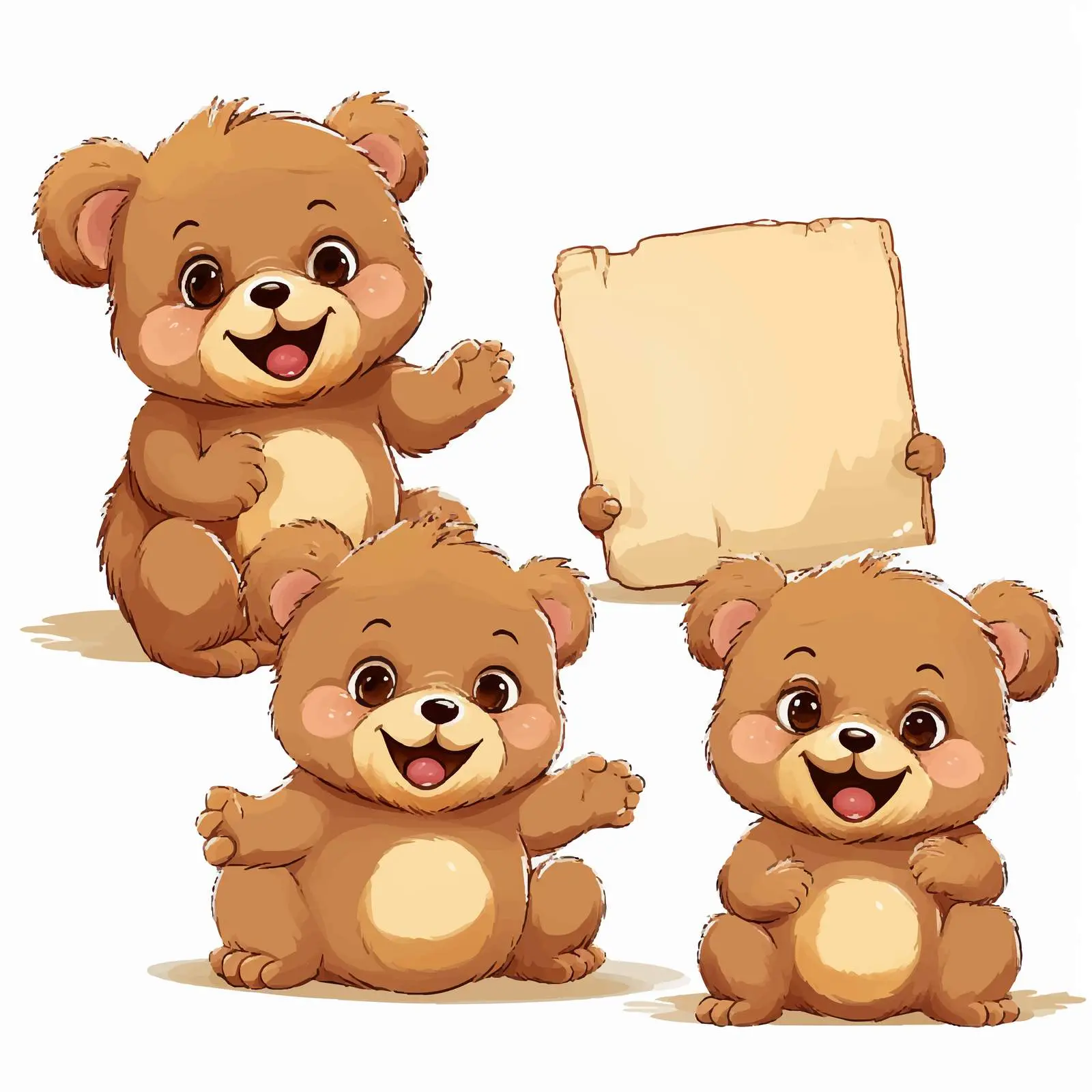 Cheerful Bears with Blank Wooden Signs Vector — free download from Dotvec