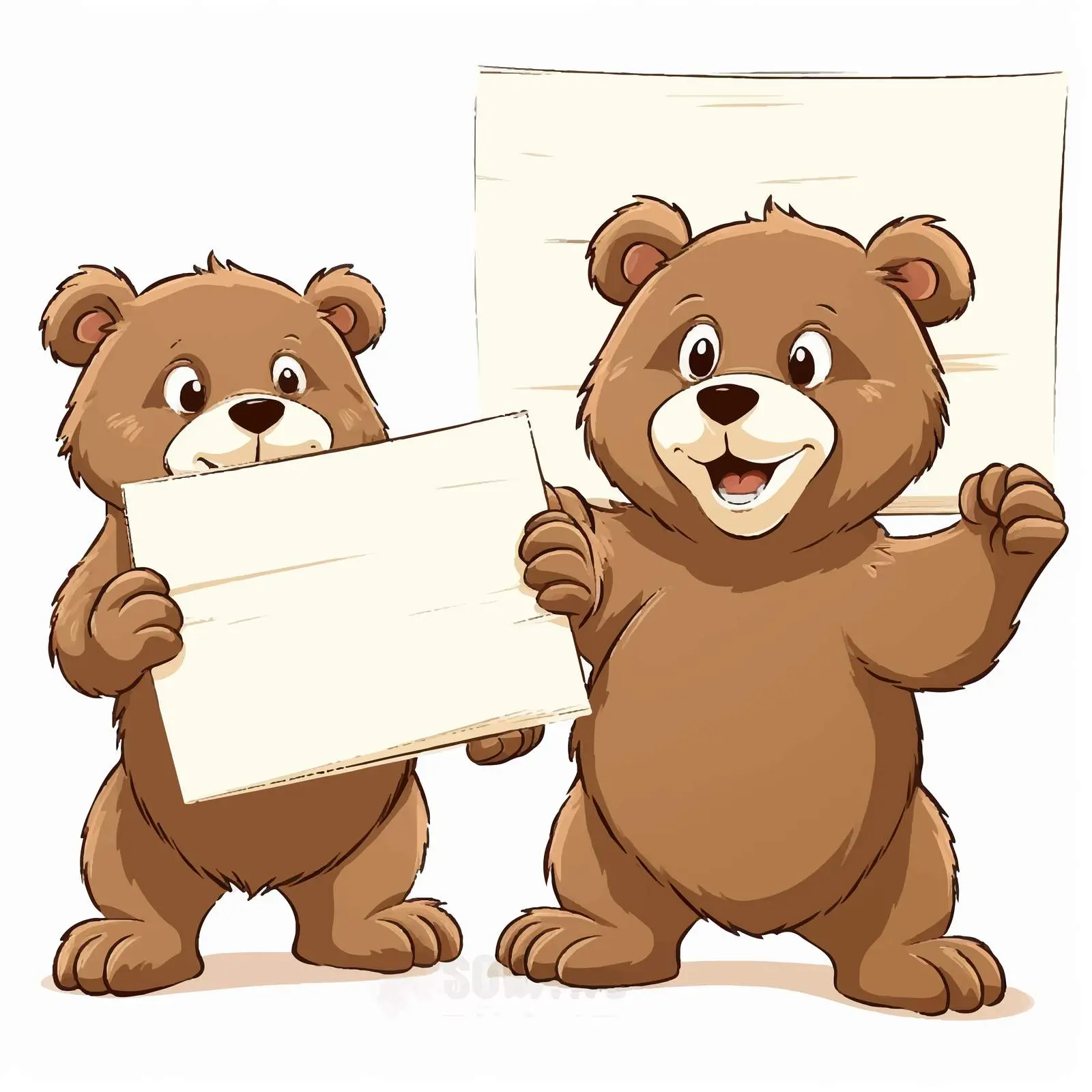 Three Cheerful Bears with Blank Signs Vector – free bear character design image from Dotvec