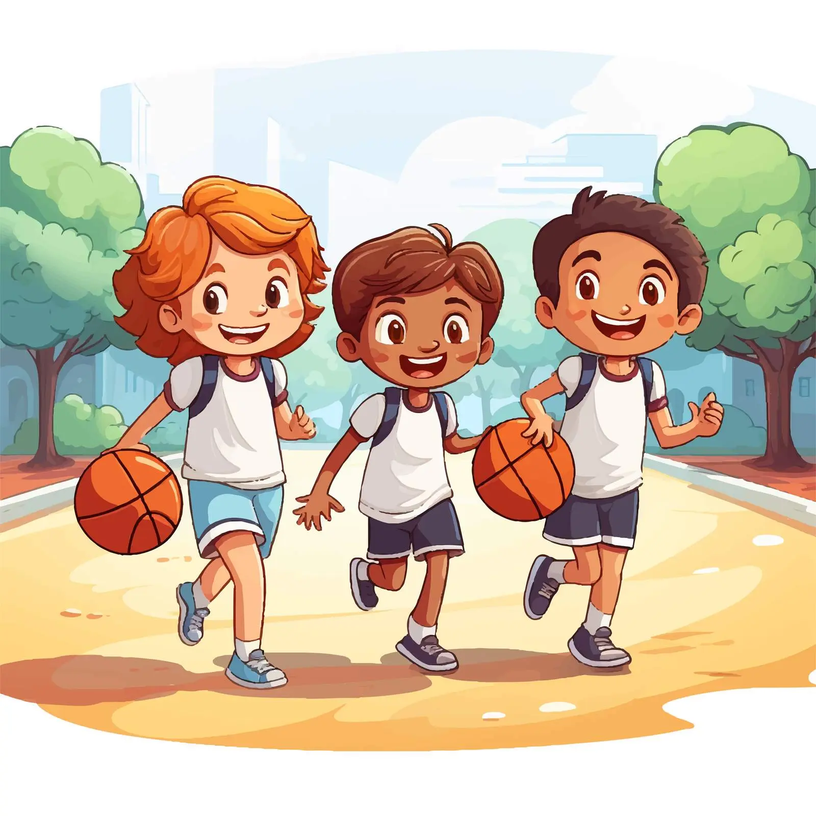 Children Playing Basketball Illustration — free download from Dotvec