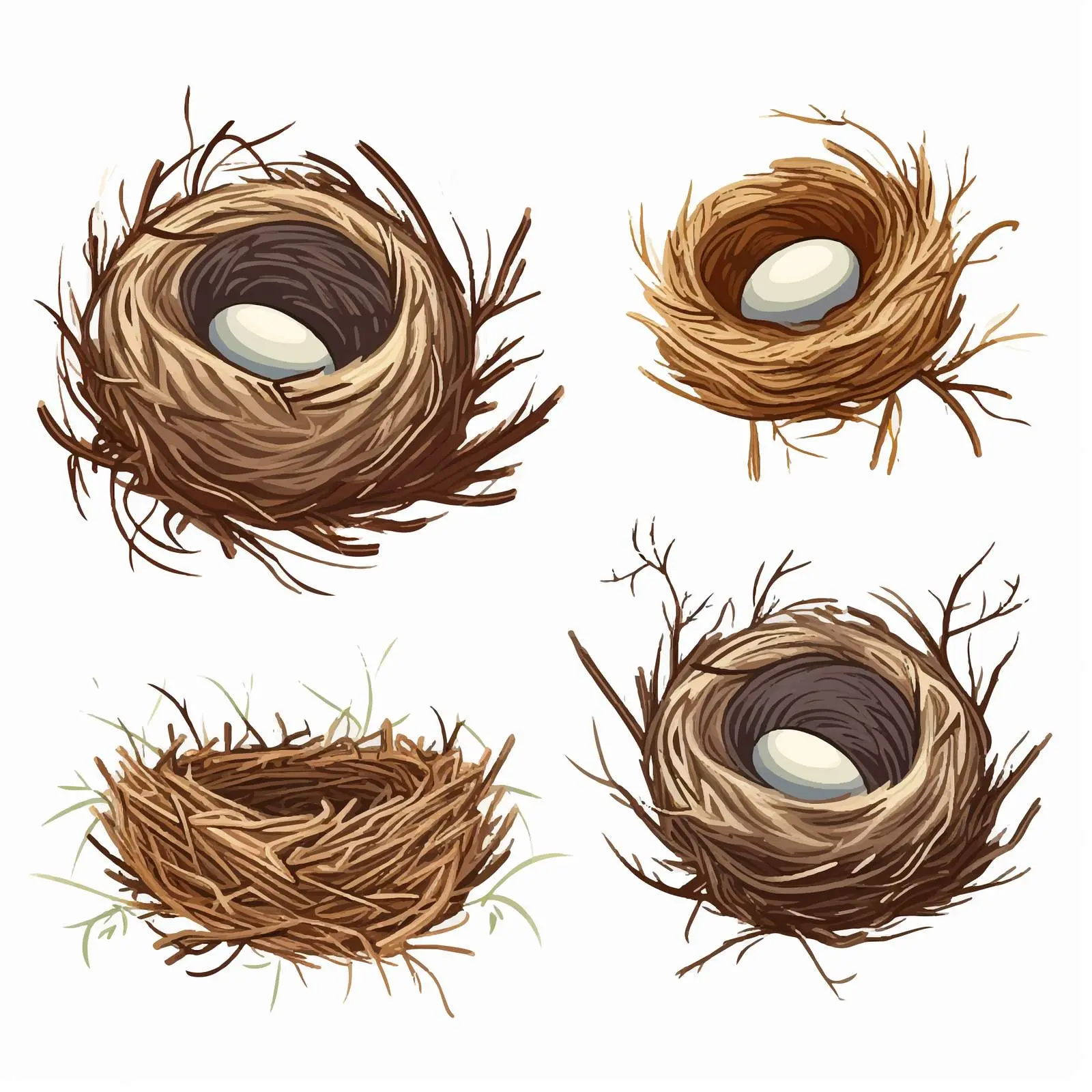 Three Types of Bird Nests Illustration Vector — free download from Dotvec