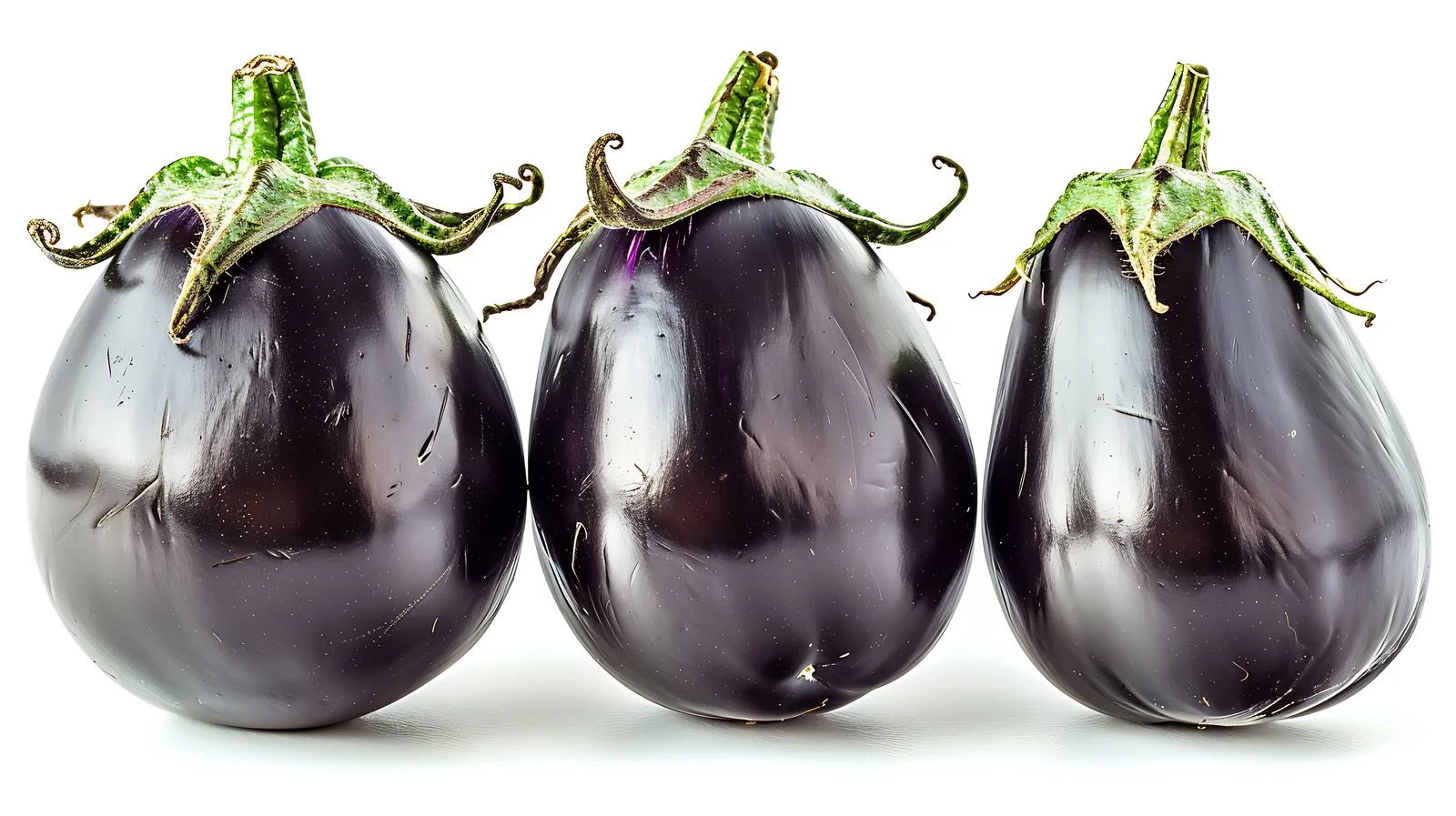 Vibrant Eggplants with Green Sepal on White — free download from Dotvec