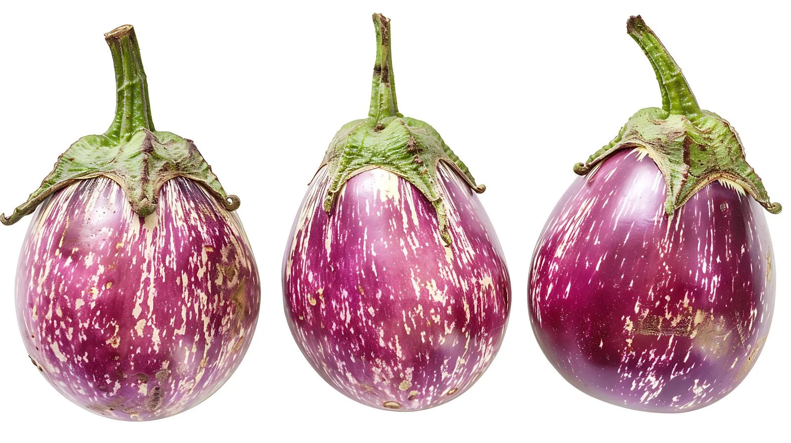 Vibrant Eggplants with Green Sepal on White — free download from Dotvec