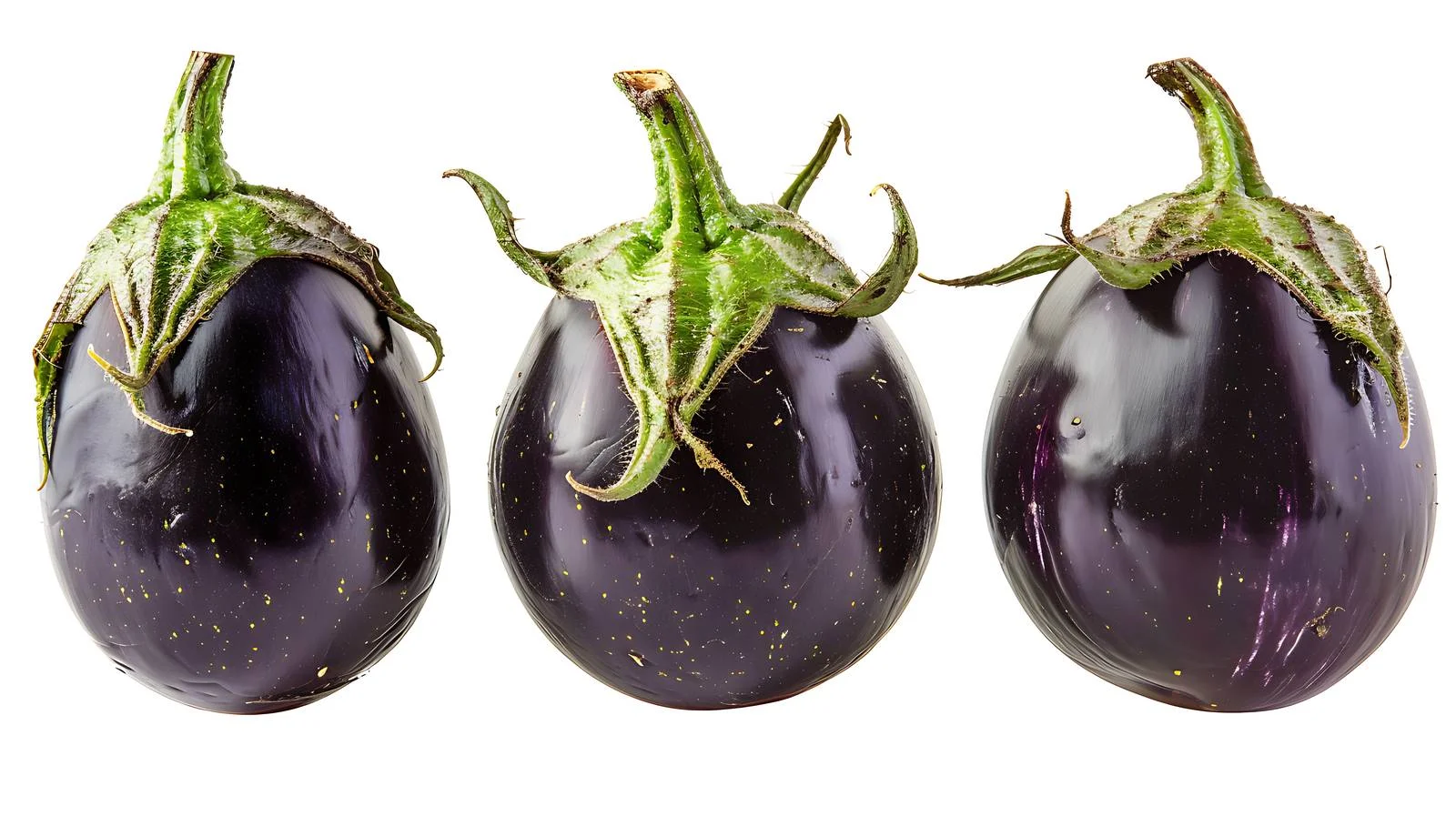 Fresh Eggplants with Green Sepals on White — free download from Dotvec