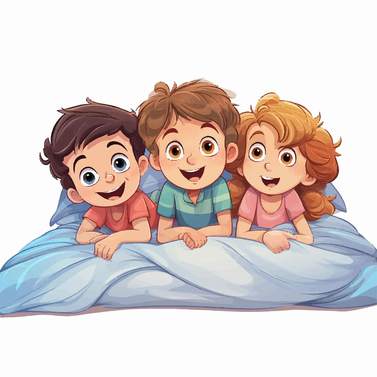 Kids Laying in Bed Cartoon Vector Illustration — free download from Dotvec