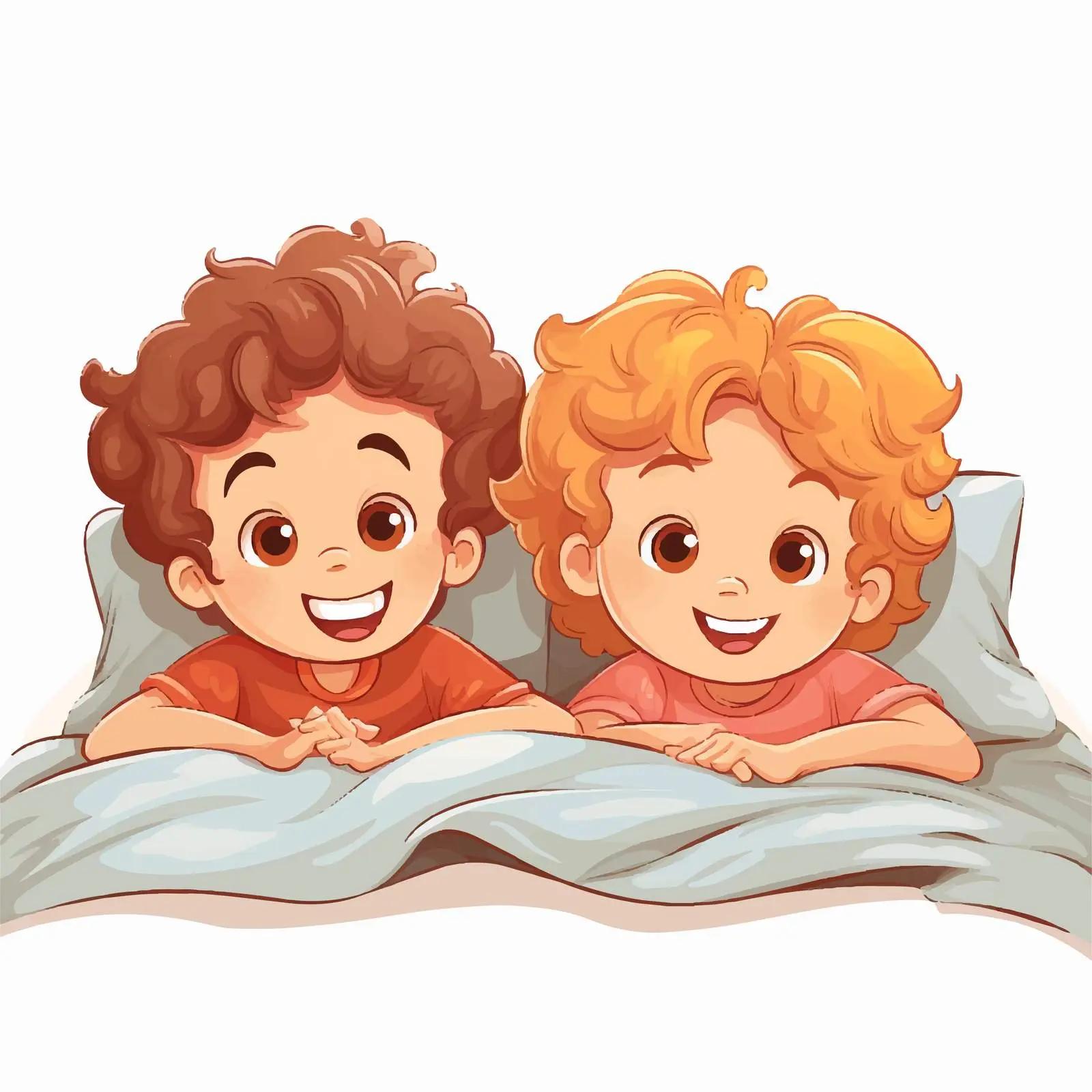 Three Kids Relaxing in Bed Vector Illustration — free download from Dotvec