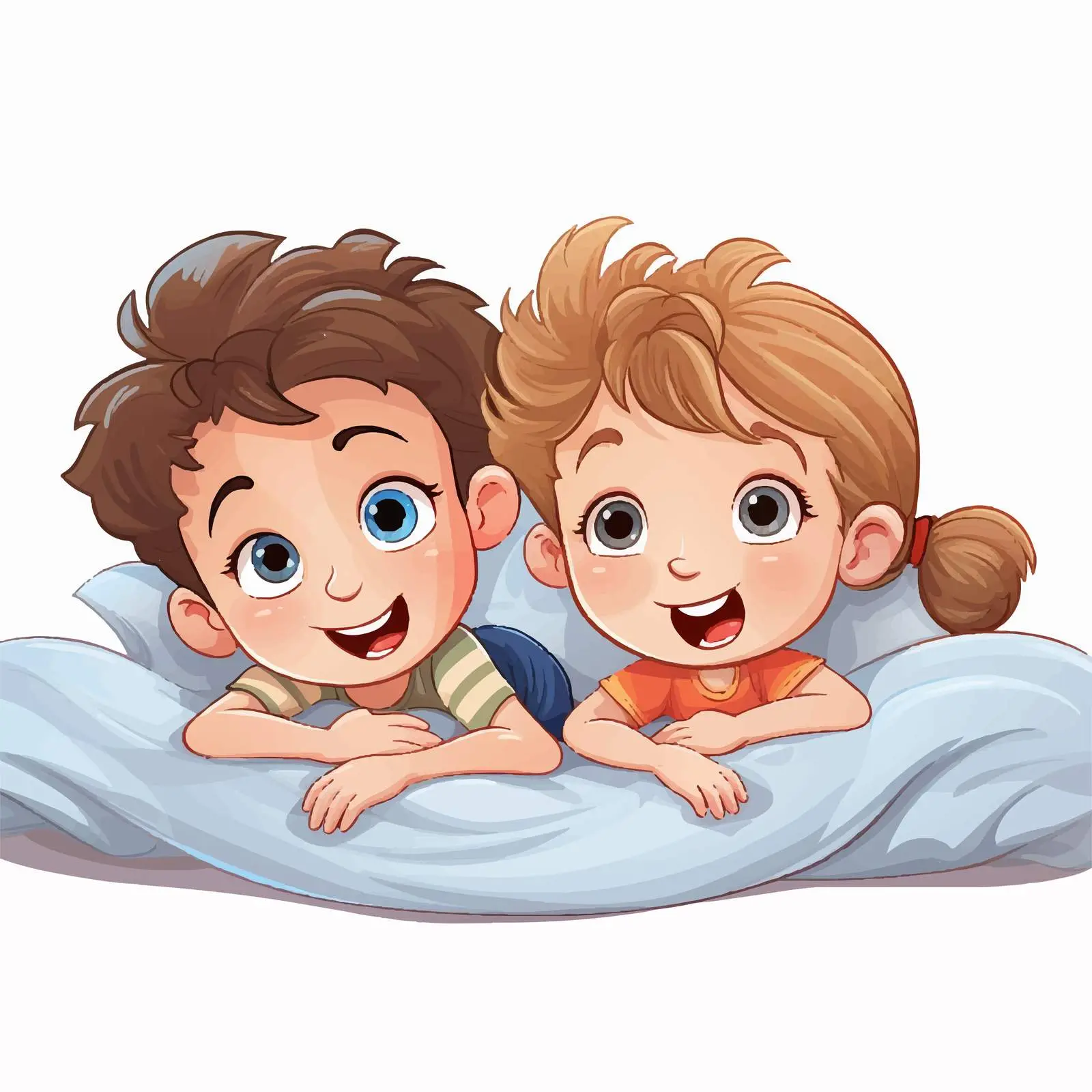 Three Kids Laying in Bed Cartoon Vector — free download from Dotvec