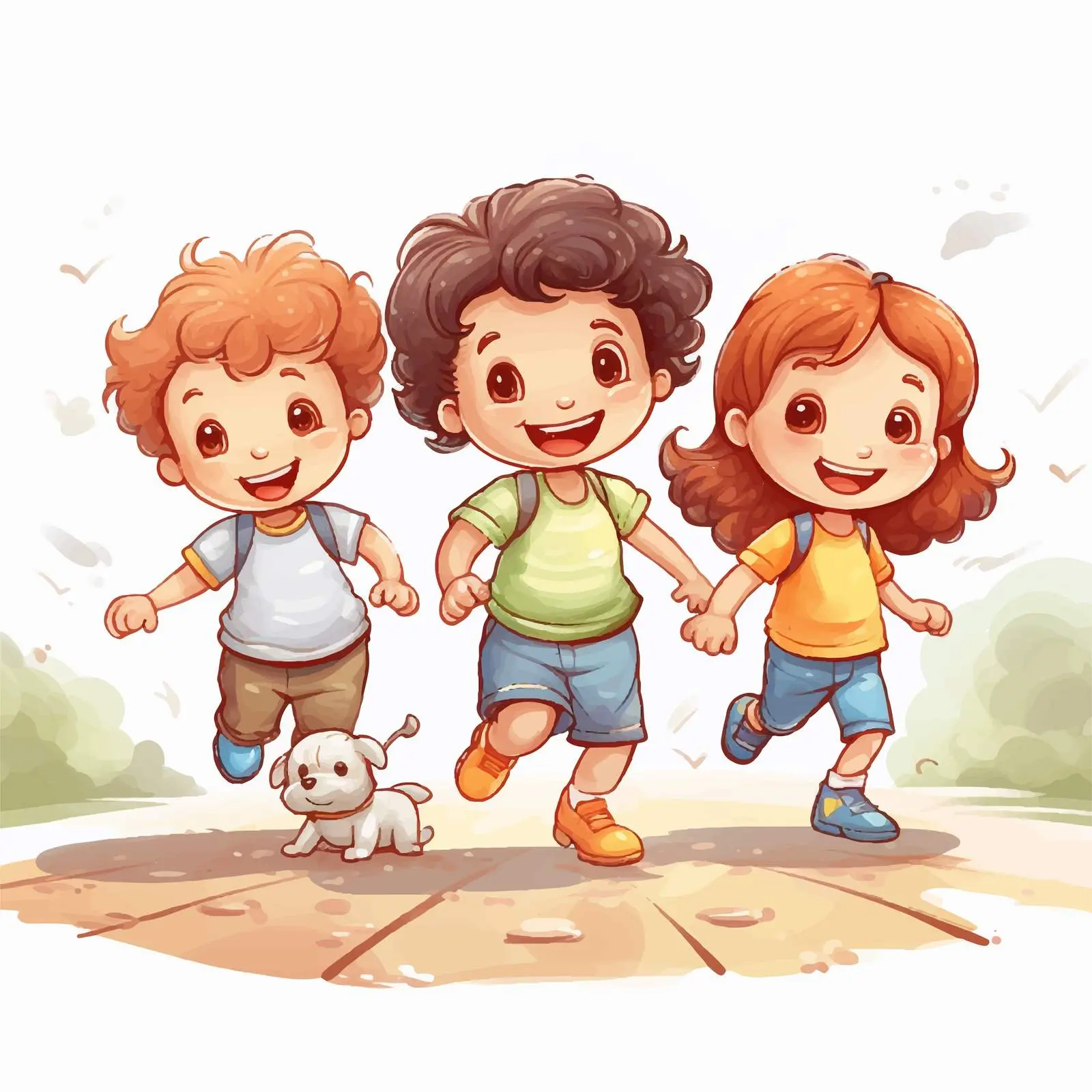 Kids Playing on the Road Illustration Vector — free download from Dotvec