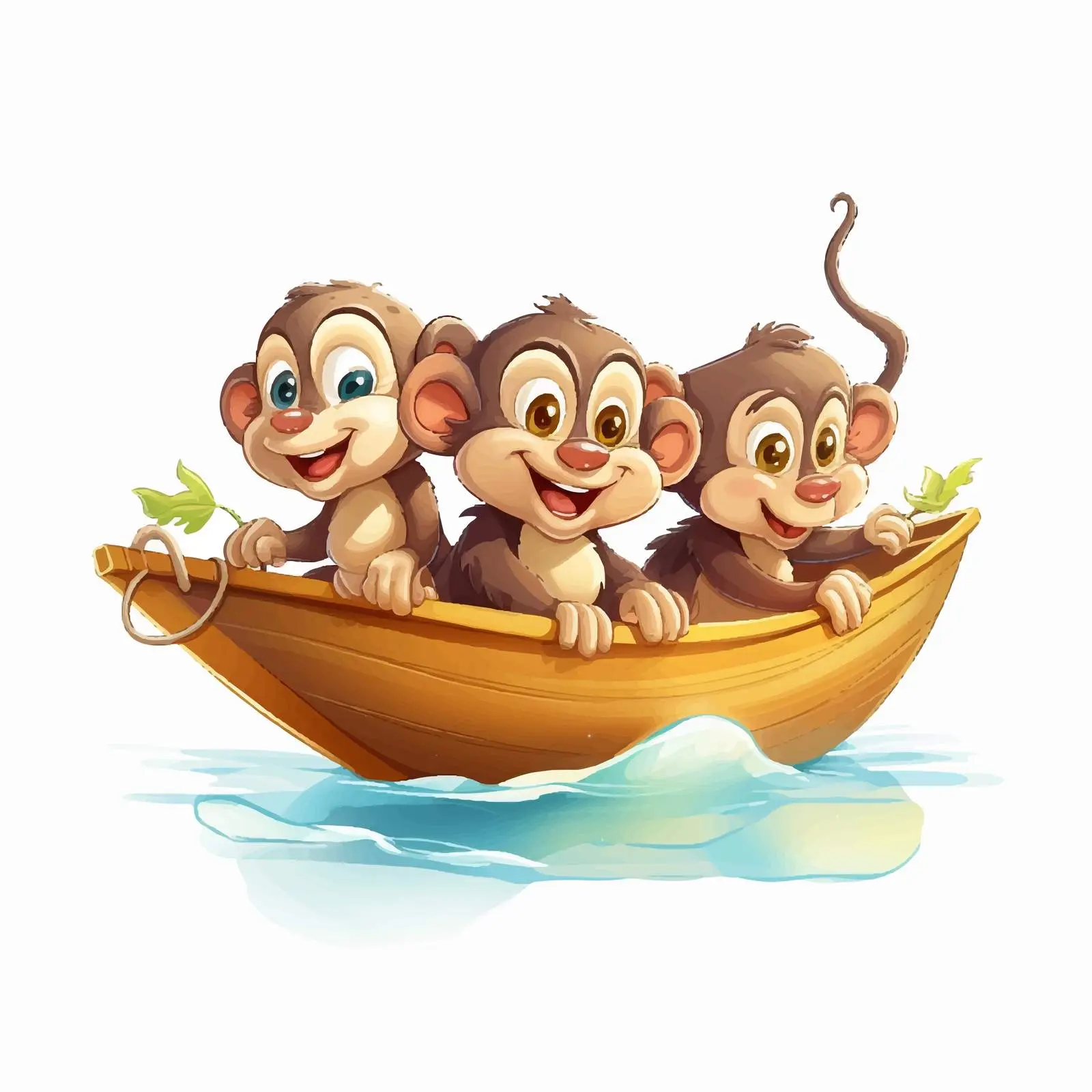 Three Little Monkeys on a Boat Illustration — free download from Dotvec