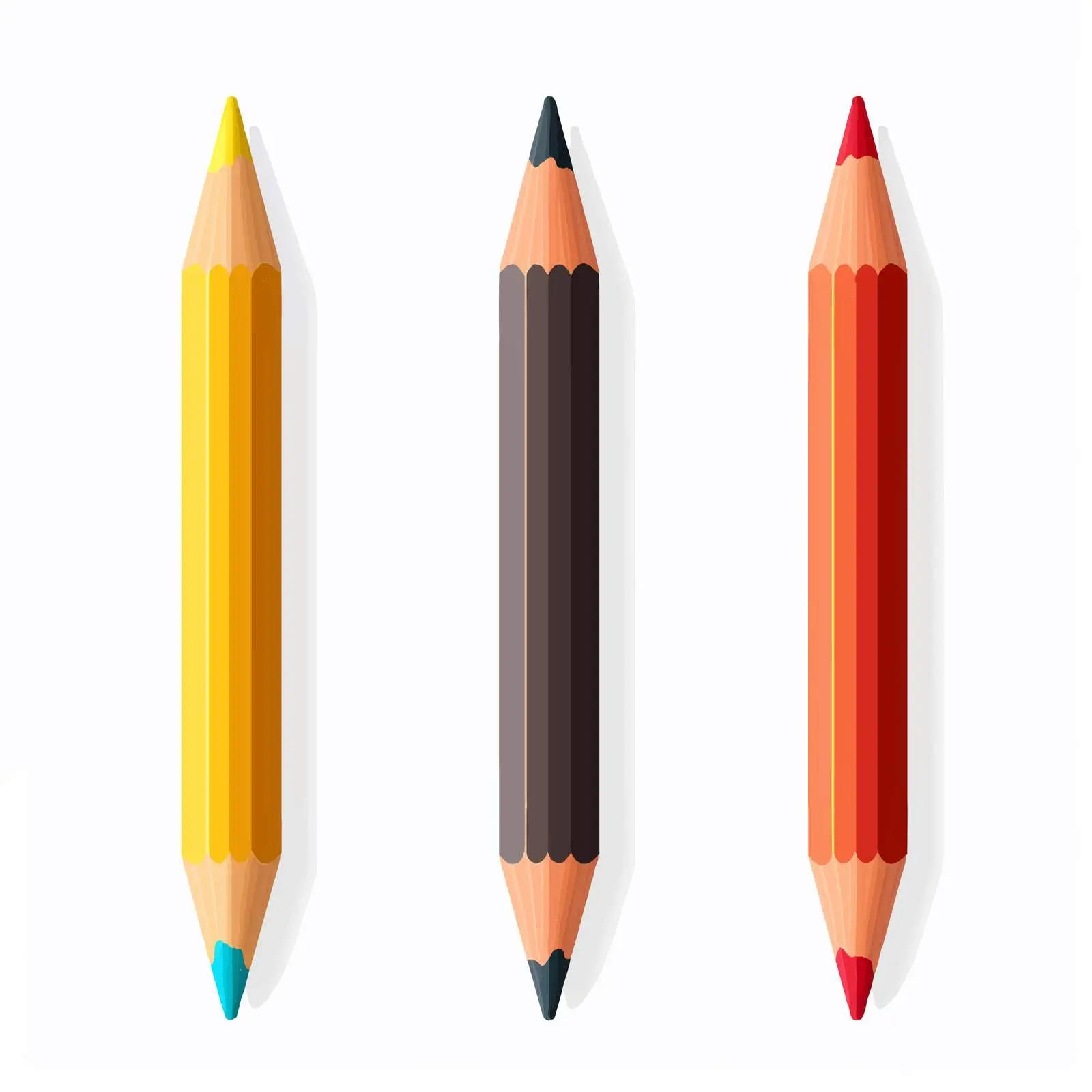 Three Colorful Pencils Vector Illustration – free pencils image from Dotvec