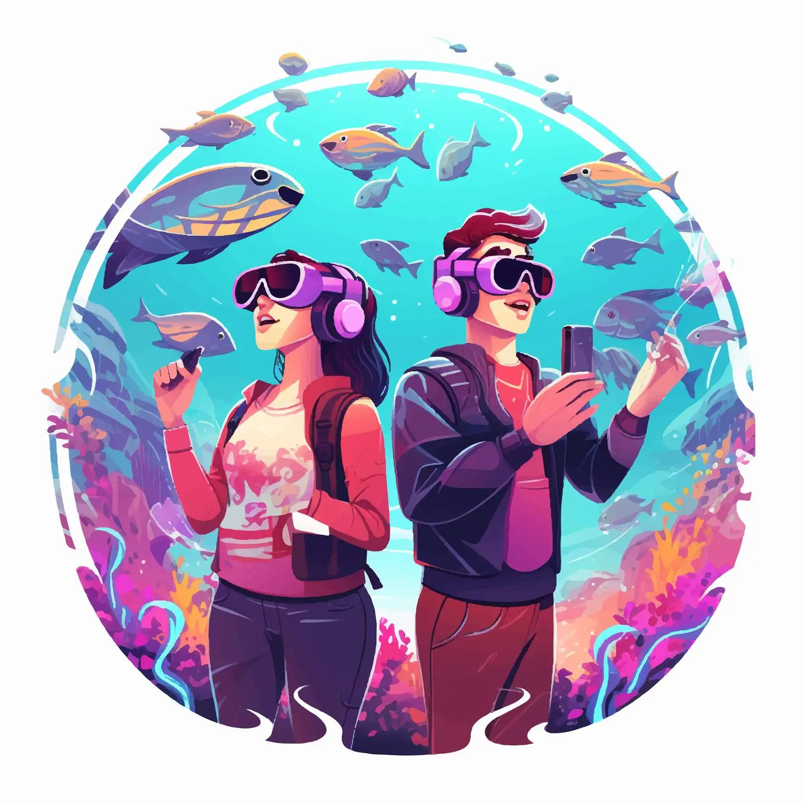 Three People in Virtual Reality Glasses — free download from Dotvec