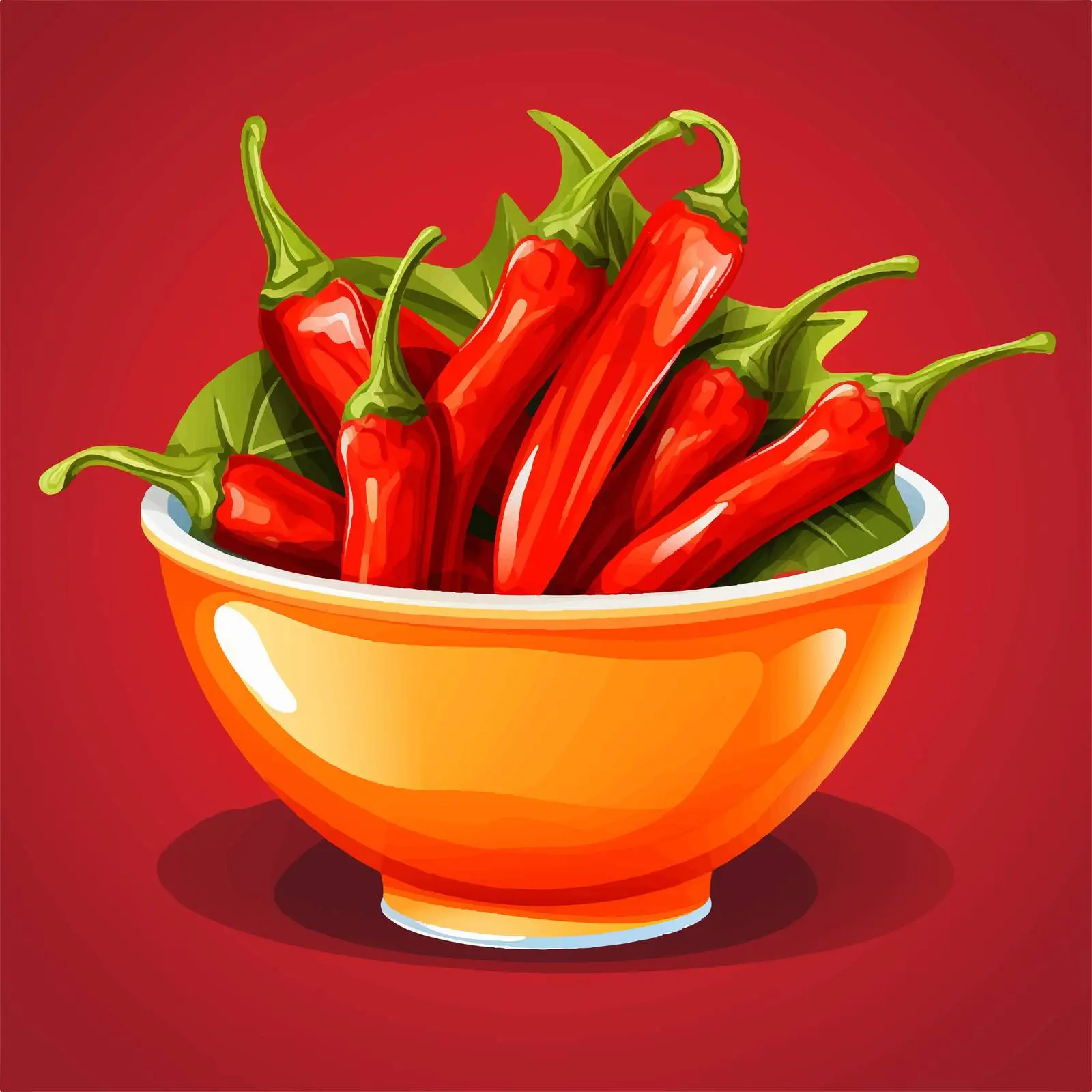 Three Red Chili Peppers in a Bowl Vector — free download from Dotvec