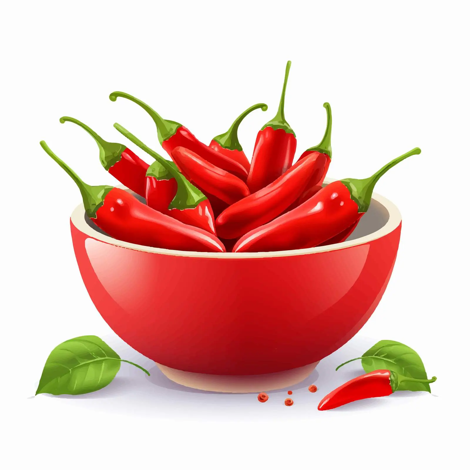 Three Red Chili Peppers in a Bowl Vector – free chili pepper image from Dotvec