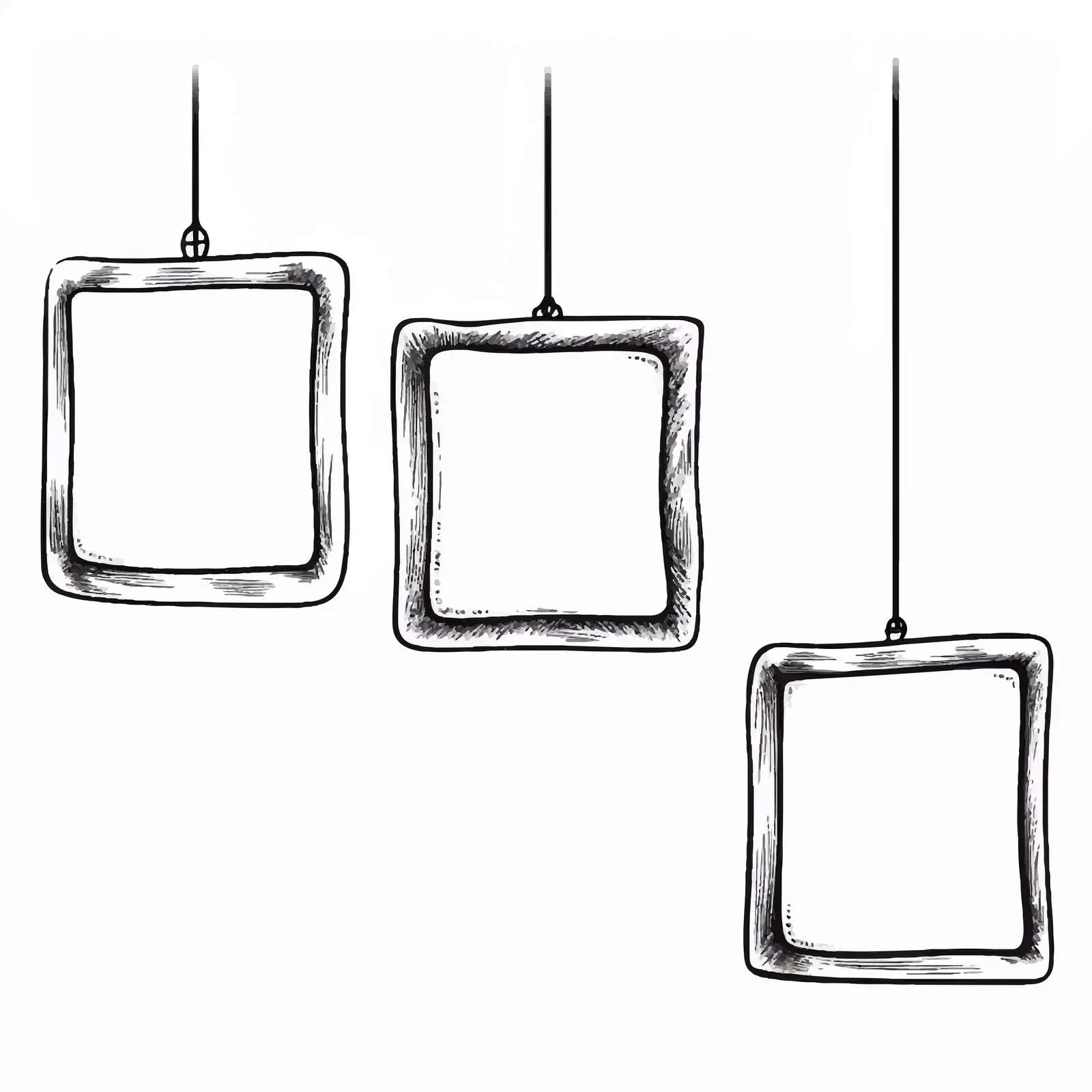 Three Square Frames Hanging on Rope Clip Art — free download from Dotvec