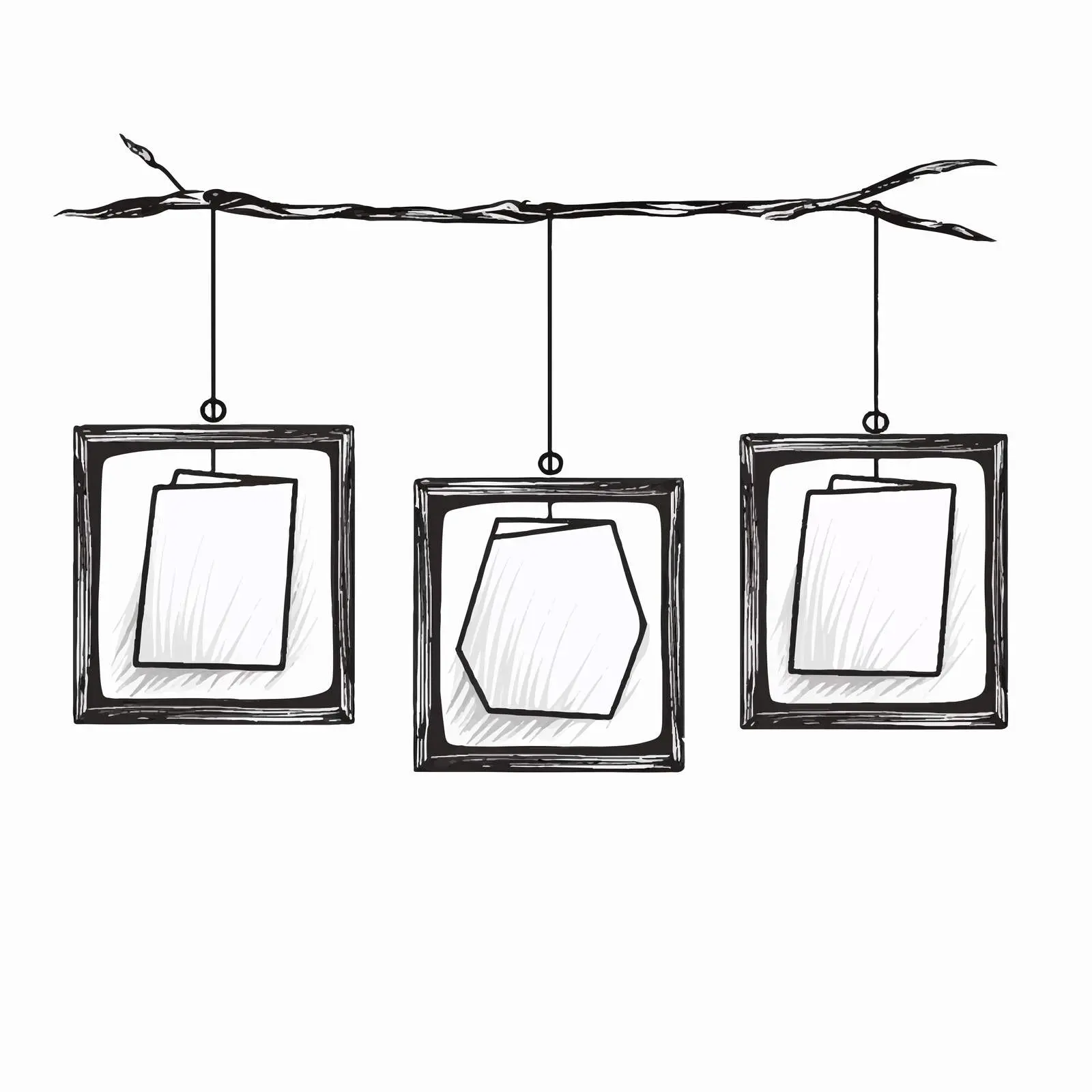 Three Square Frames Hanging on Rope Clip Art — free download from Dotvec