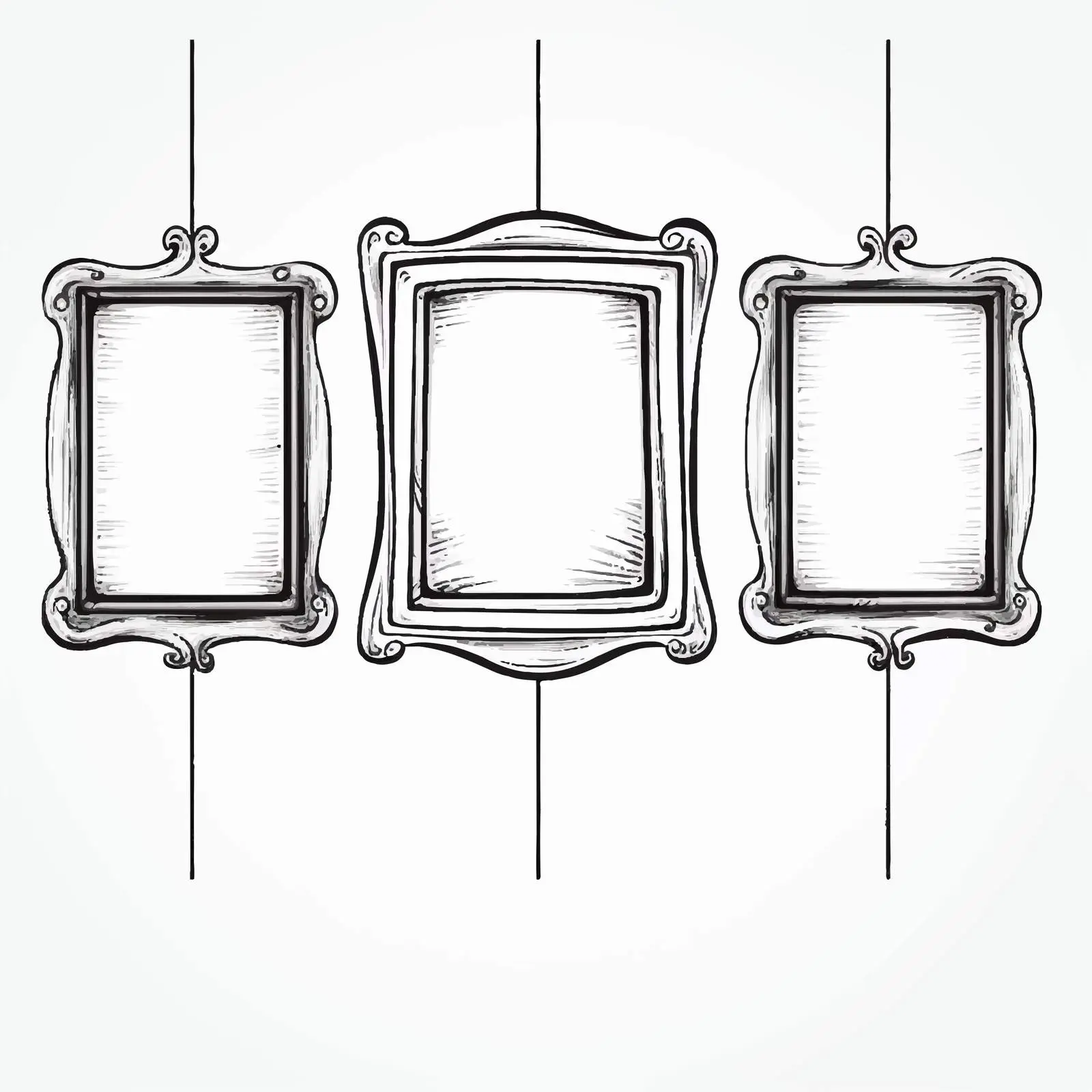 Three Square Frames Hanging on Rope Clip Art — free download from Dotvec