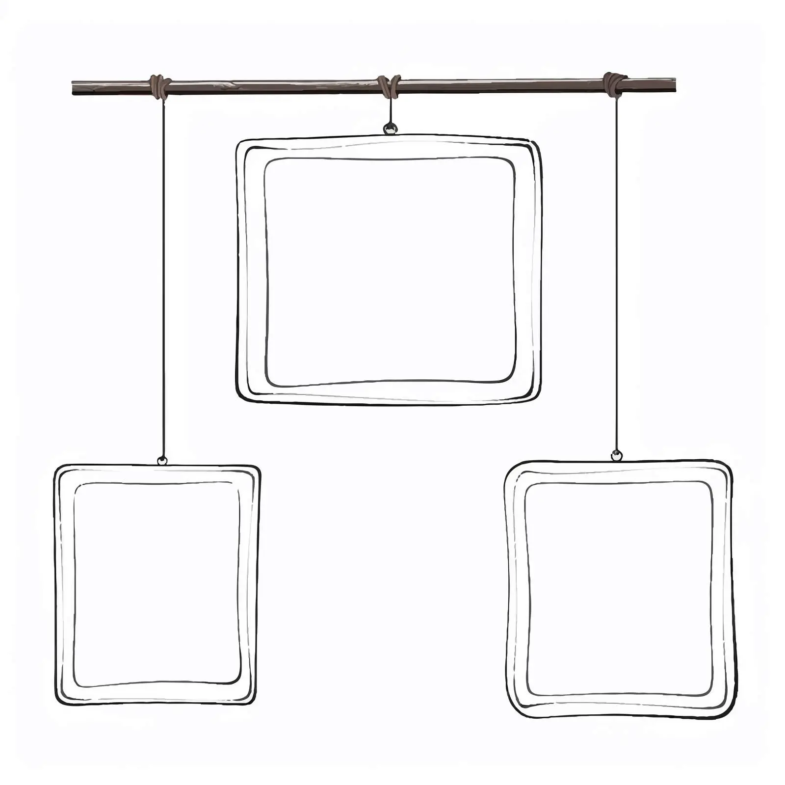 Three Square Frames Hanging on a Rope Clip Art — free download from Dotvec