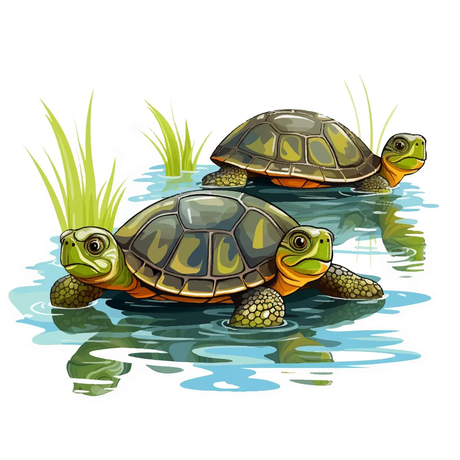 Three Turtles Living in a Pond Vector — free download from Dotvec