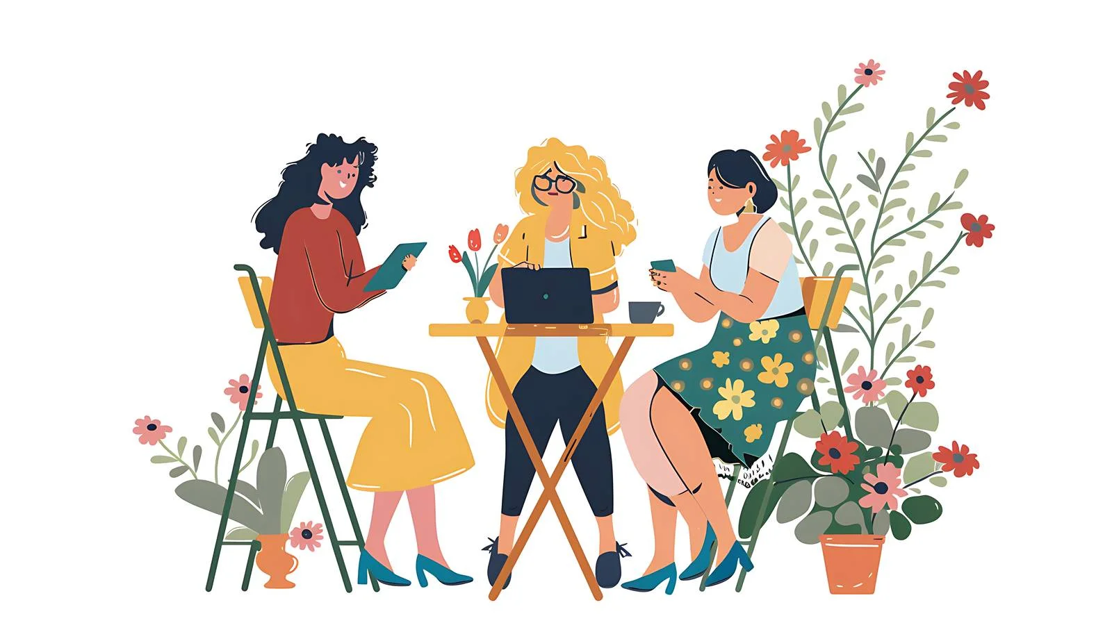 Three Women Garden Table Scene — free download from Dotvec