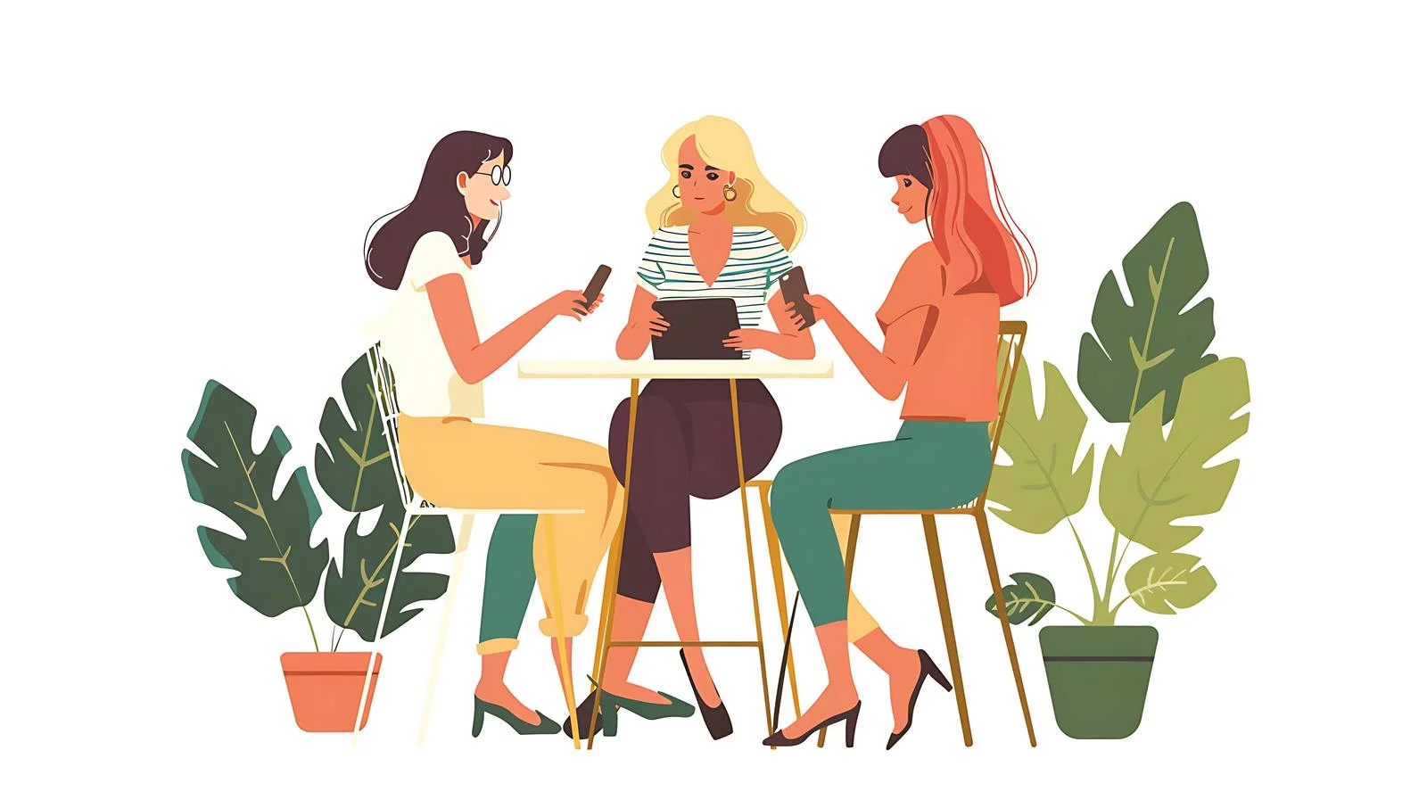 Three Women at Garden Table — free download from Dotvec