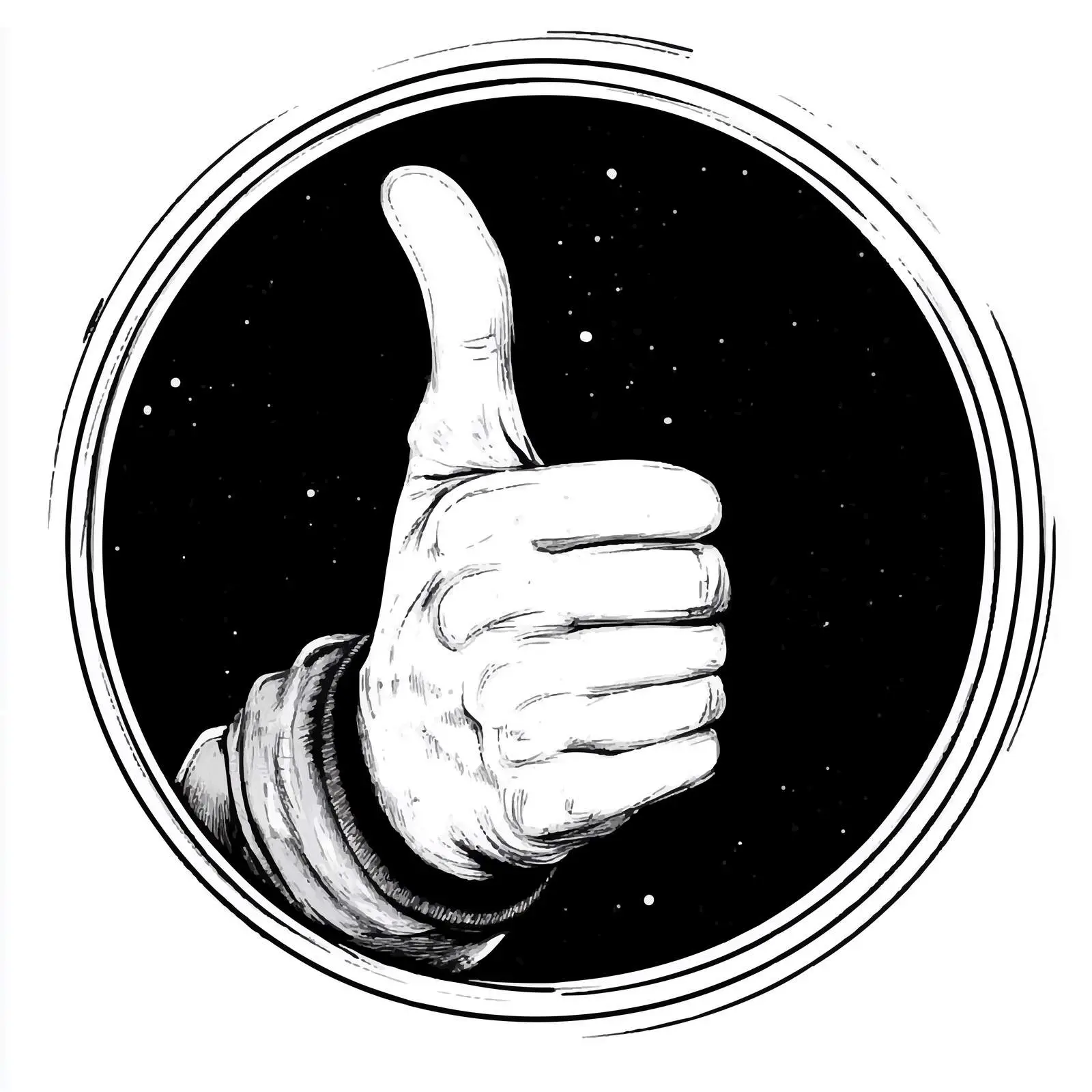 Black and White Cartoon Thumbs Up Illustration — free download from Dotvec