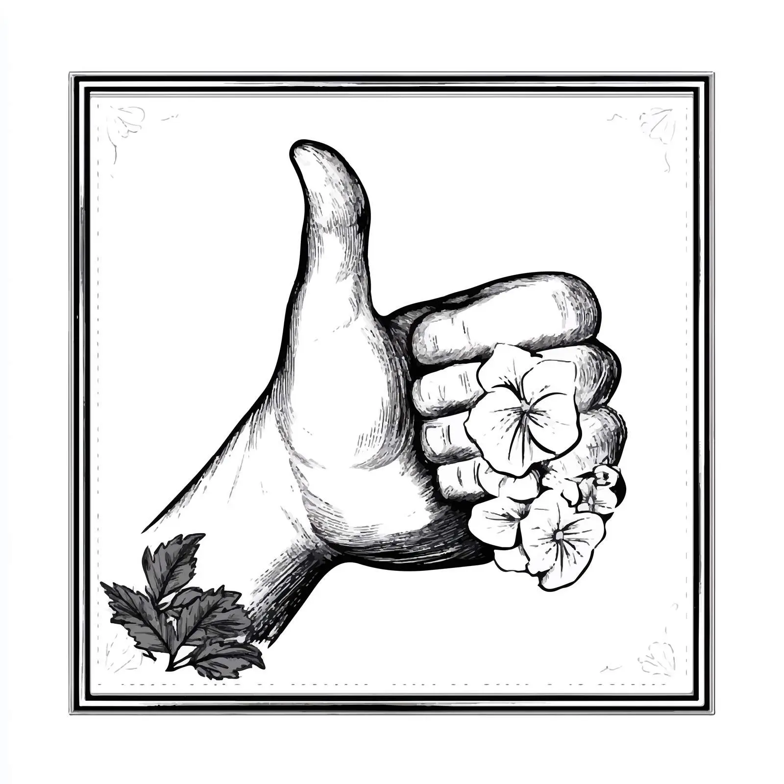 Black and White Cartoon Thumbs Up Illustration — free download from Dotvec