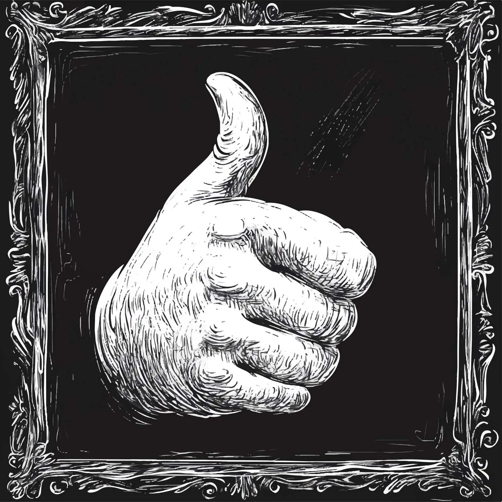 Black and White Cartoon Thumbs Up Illustration — free download from Dotvec
