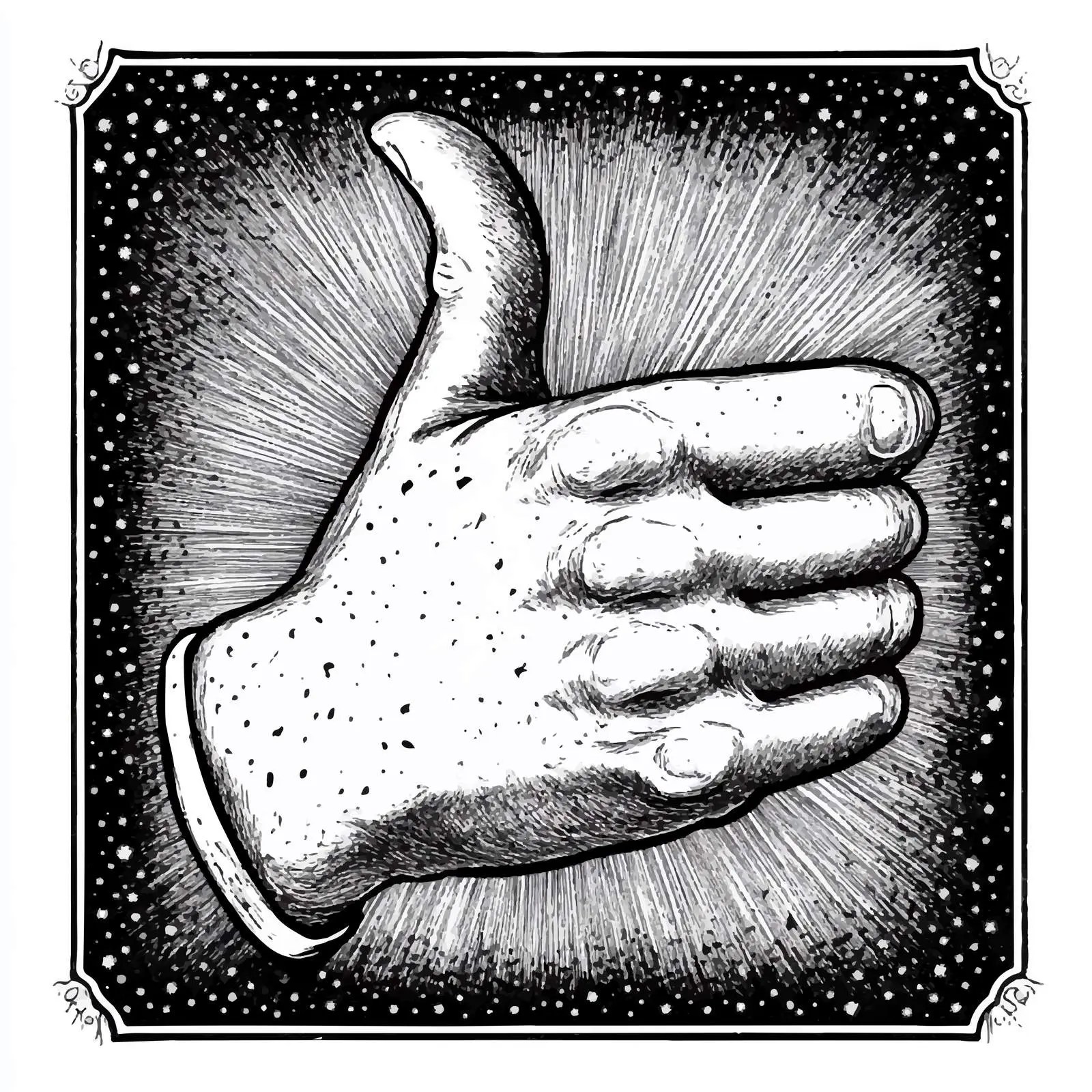 Black and White Cartoon Thumb Up Vector — free download from Dotvec