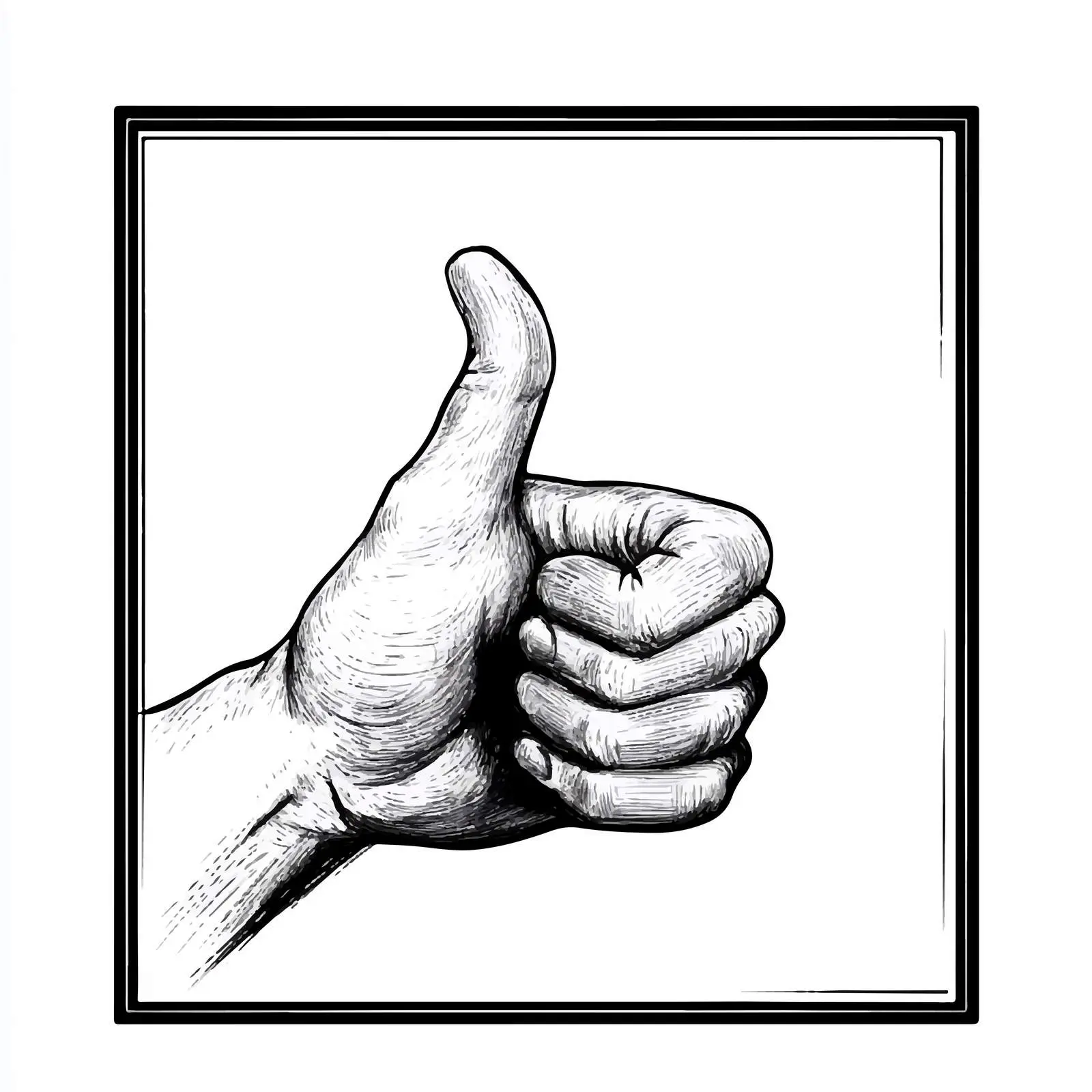 Black and White Cartoon Thumbs Up Illustration — free download from Dotvec